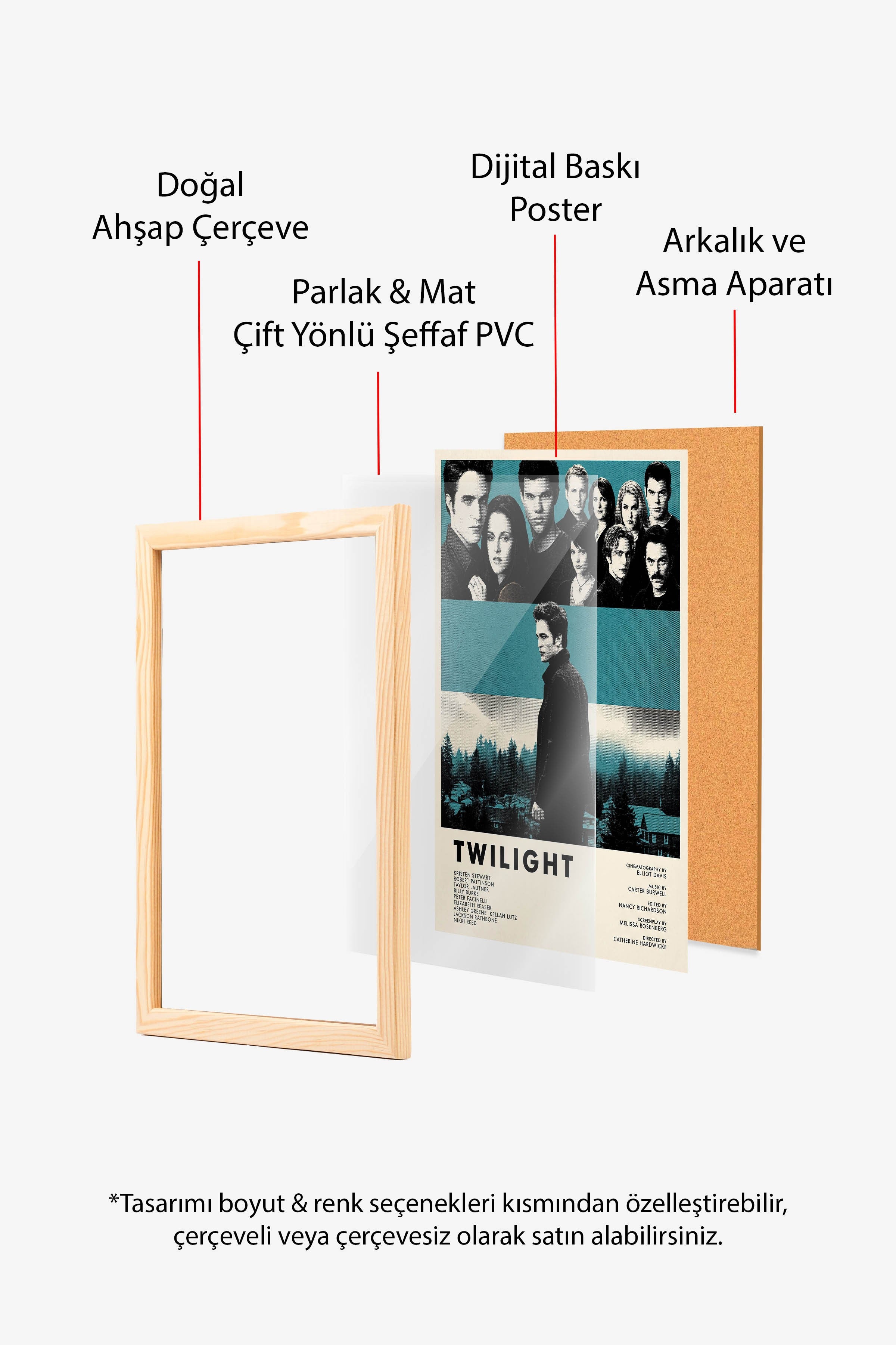 Twilight Ahşap Çerçeveli Poster, Sinema ve Dizi Tablo, Film Dizi Afişleri NO:112816