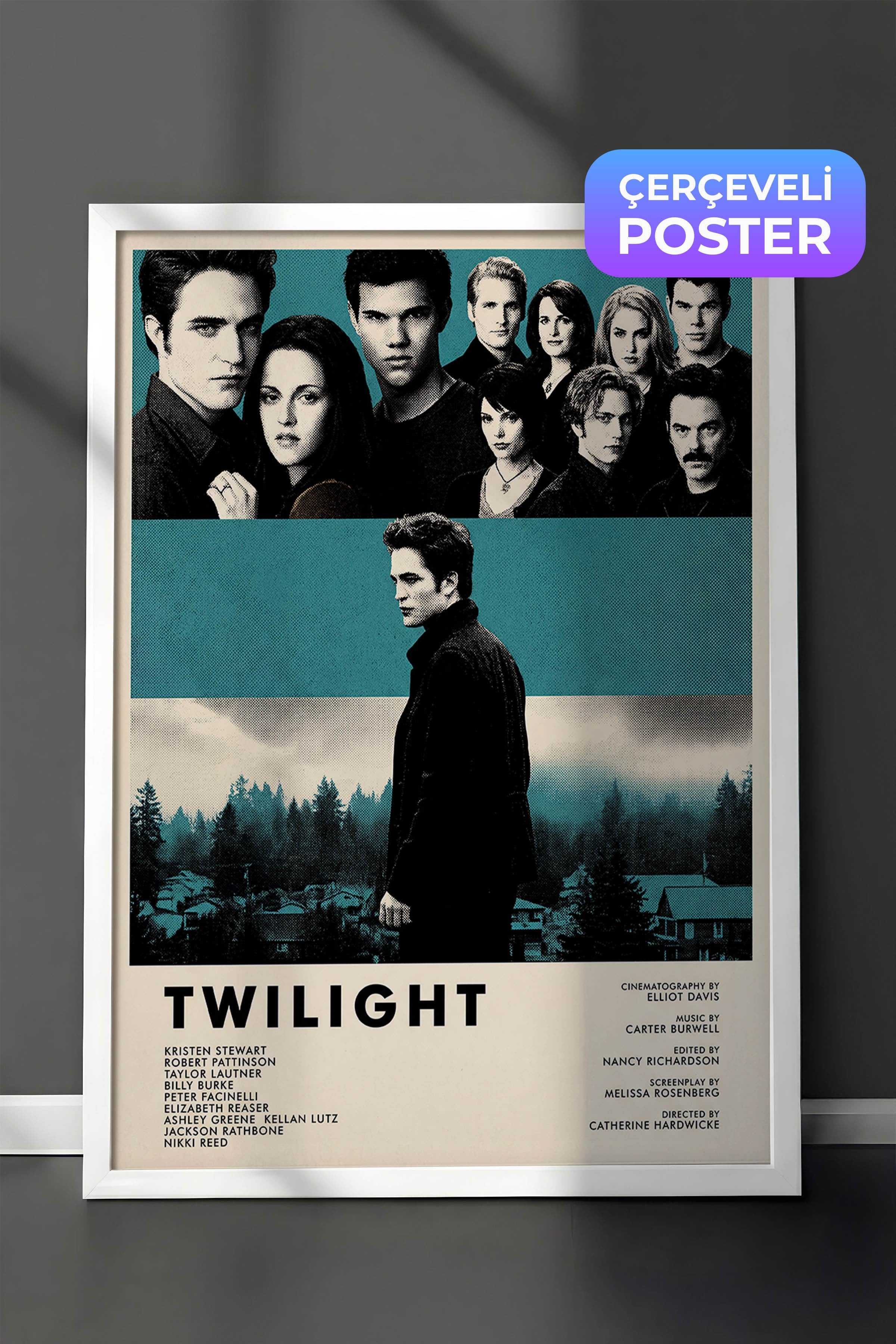 Twilight Beyaz Çerçeveli Poster, Sinema ve Dizi Tablo, Film Dizi Afişleri NO:112816