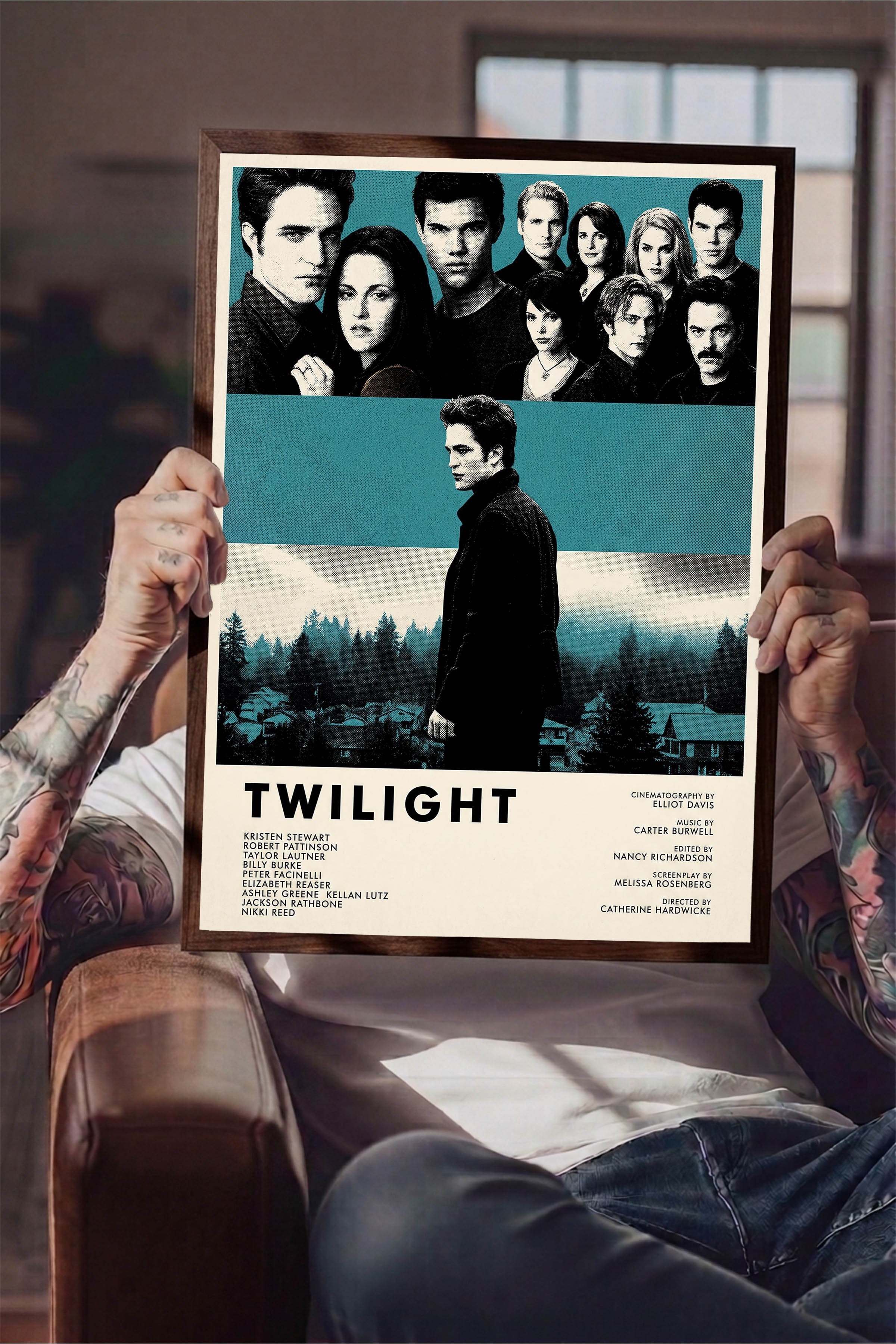 Twilight Kahverengi Çerçeveli Poster, Sinema ve Dizi Tablo, Film Dizi Afişleri NO:112816
