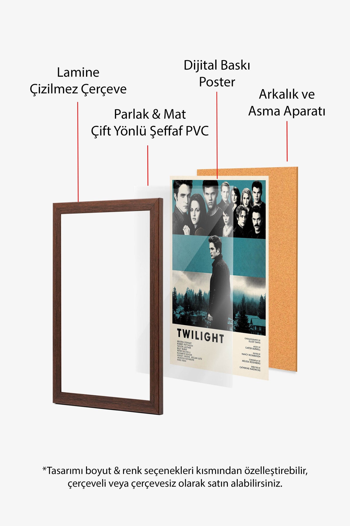Twilight Kahverengi Çerçeveli Poster, Sinema ve Dizi Tablo, Film Dizi Afişleri NO:112816