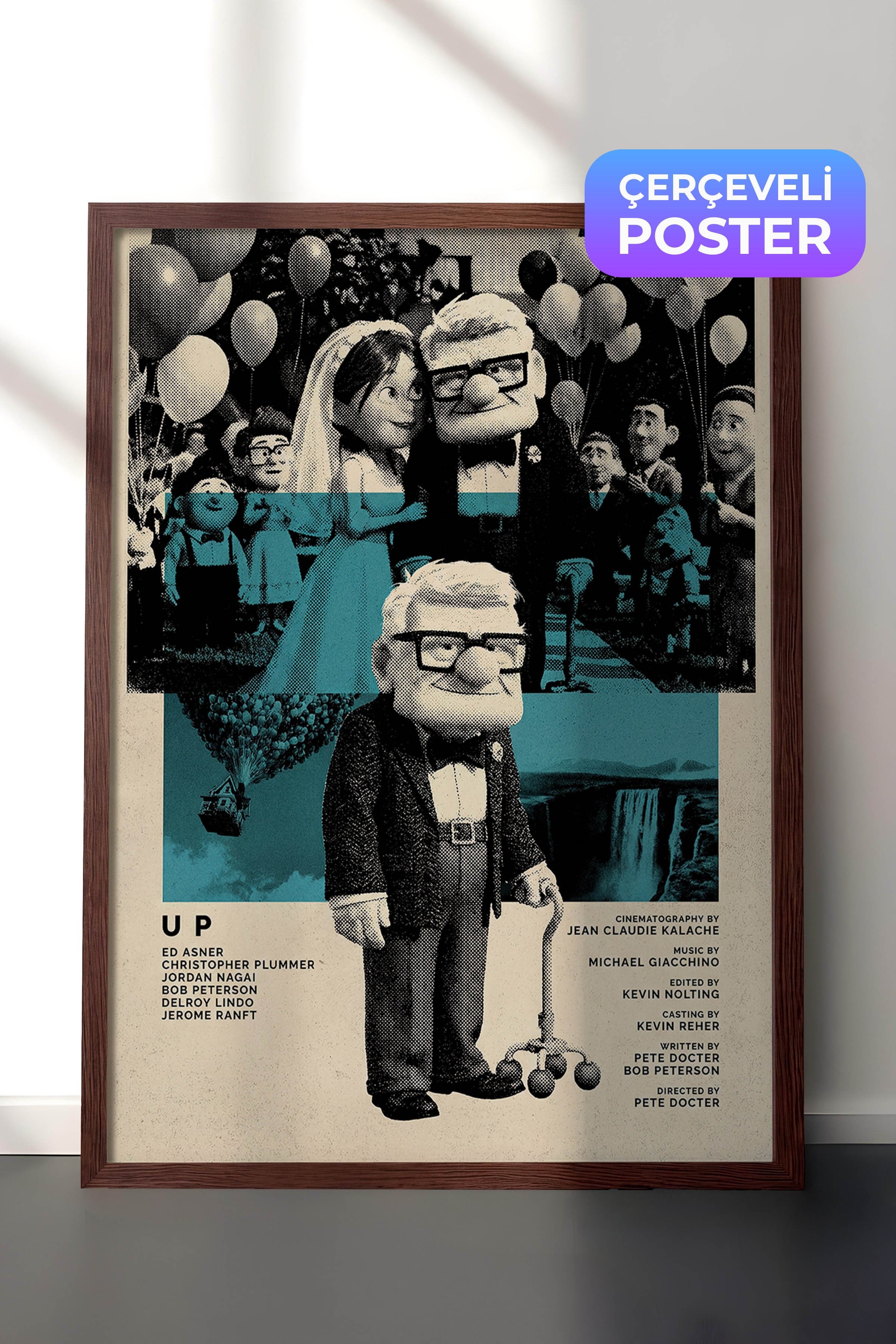 Up Kahverengi Çerçeveli Poster, Sinema ve Dizi Tablo, Film Dizi Afişleri NO:112818
