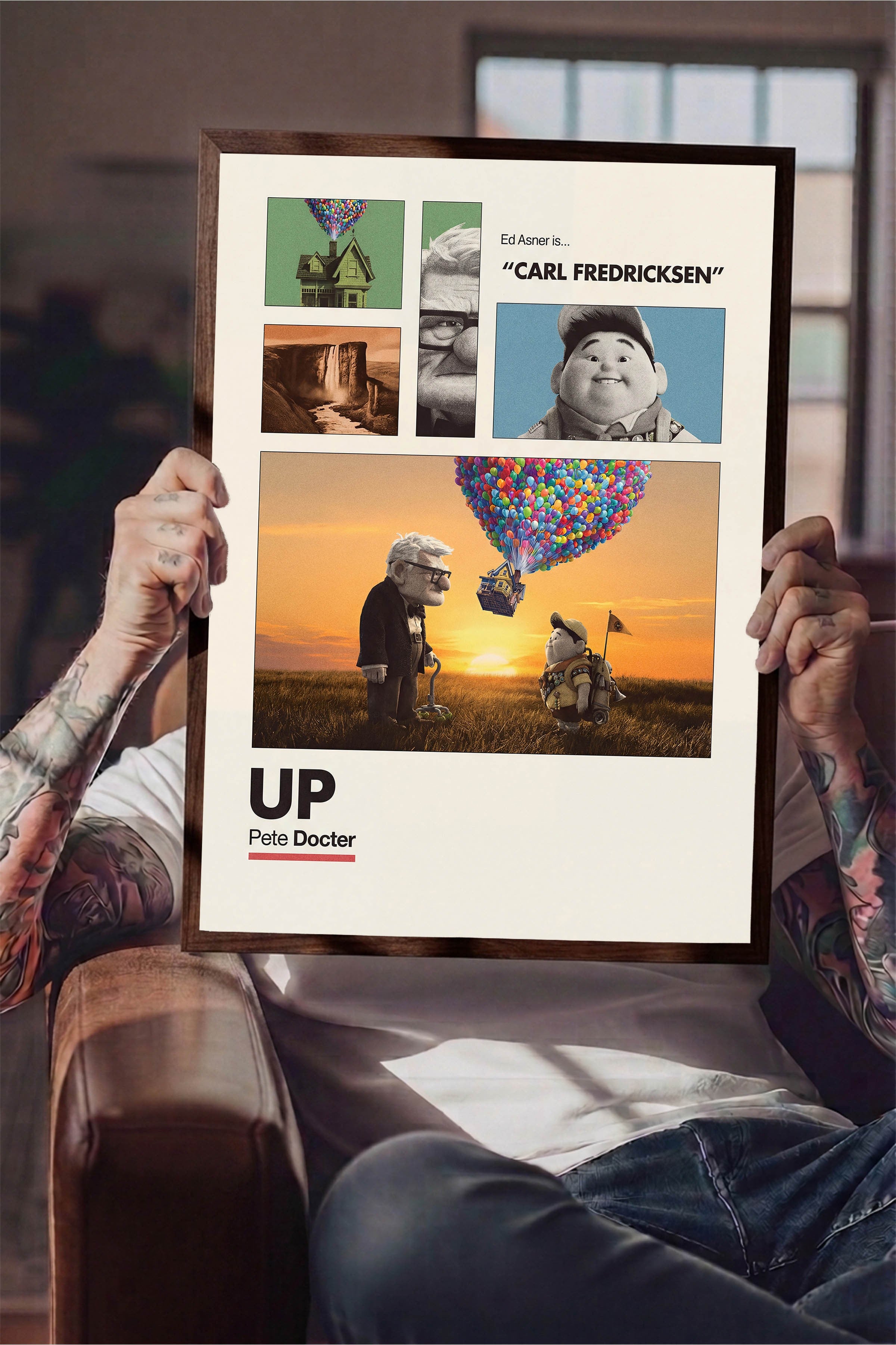 Up Kahverengi Çerçeveli Poster, Sinema ve Dizi Tablo, Film Dizi Afişleri NO:112948