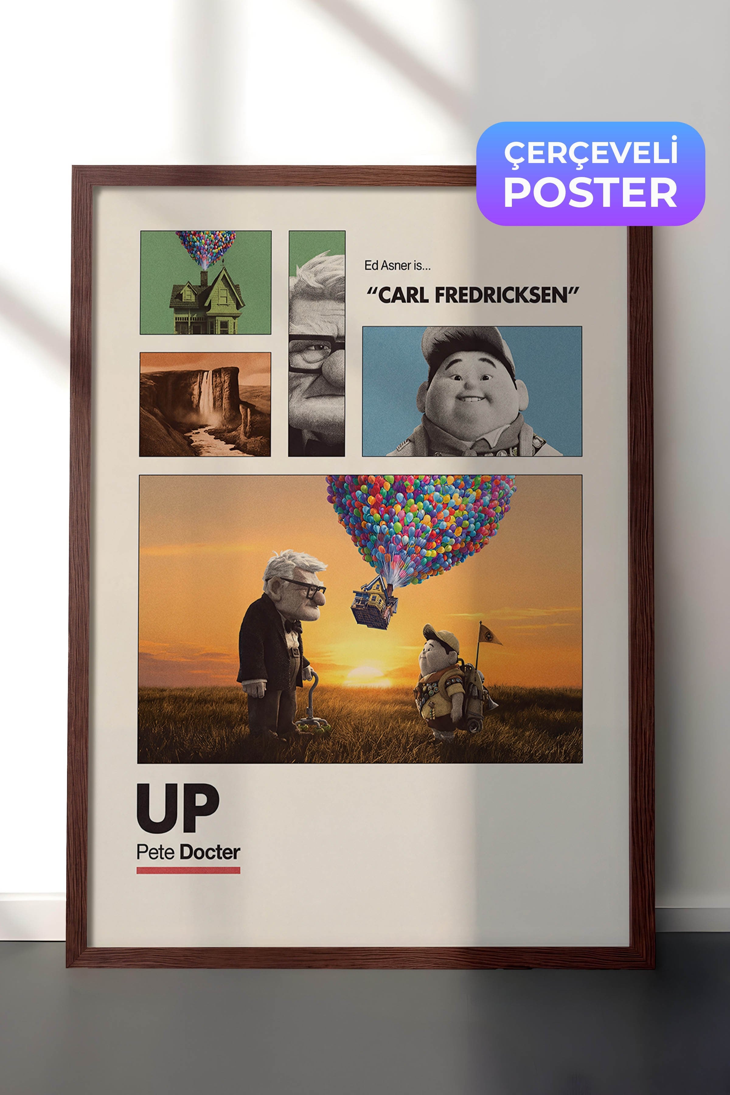 Up Kahverengi Çerçeveli Poster, Sinema ve Dizi Tablo, Film Dizi Afişleri NO:112948