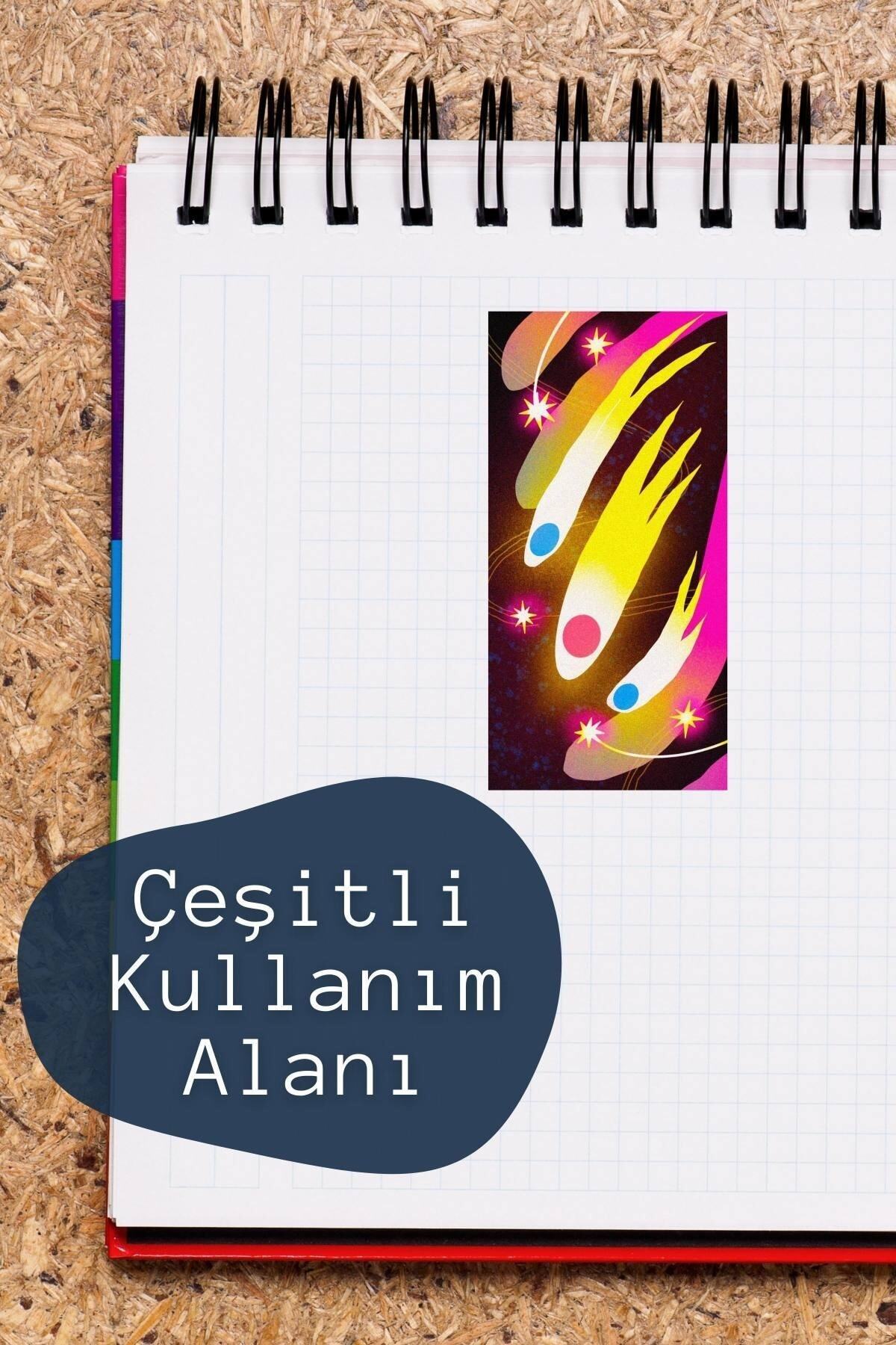 Uzay Temalı Sticker Seti - 6 Adet Etiket Seti- Telefon, Tablet, Defter Laptop Uyumlu Etiket