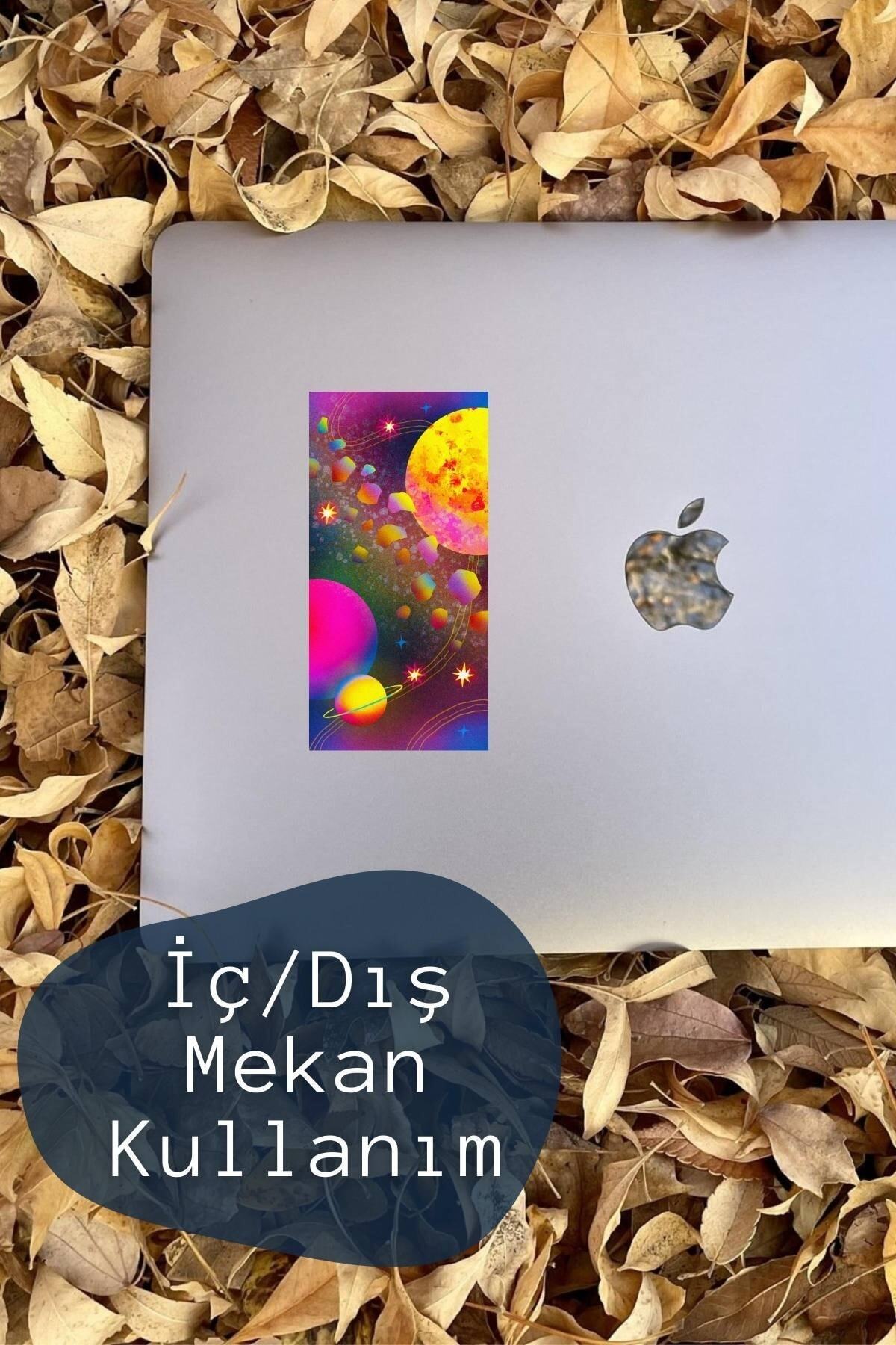 Uzay Temalı Sticker Seti - 6 Adet Etiket Seti- Telefon, Tablet, Defter Laptop Uyumlu Etiket