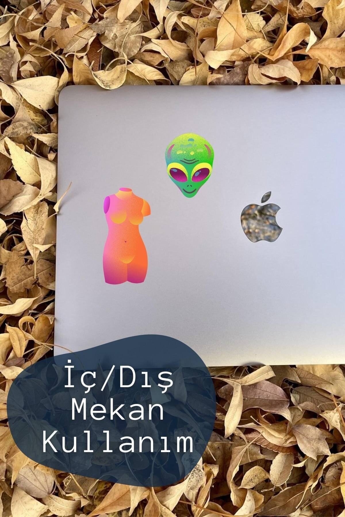 Uzay Temalı Sticker Seti - 6 Adet Etiket Seti- Telefon, Tablet, Defter Laptop Uyumlu Etiket