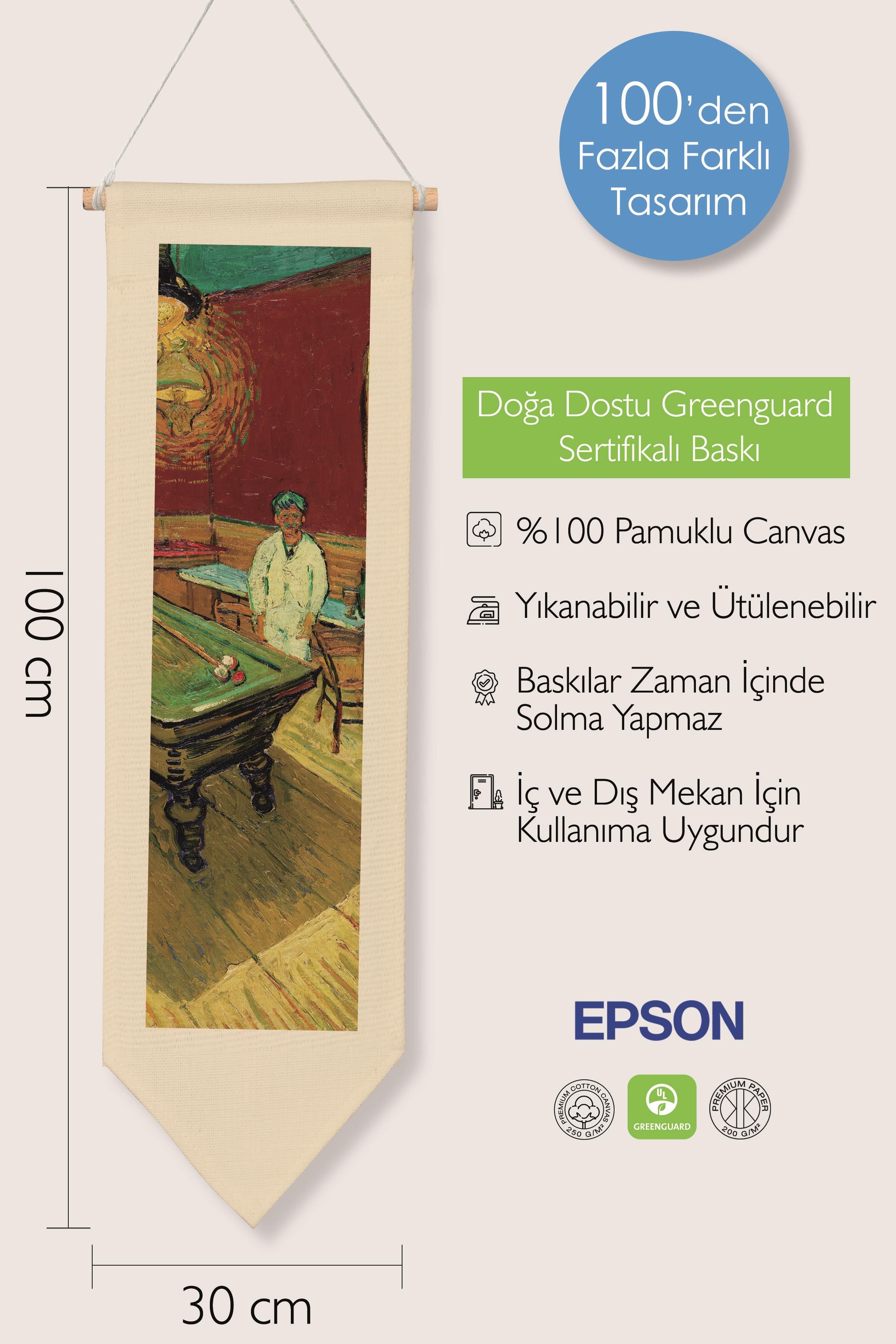 Van Gogh Duvar Halısı, Sanat Serisi Dekor, 100cm Kanvas Flama Askılı Duvar Örtüsü NO:734