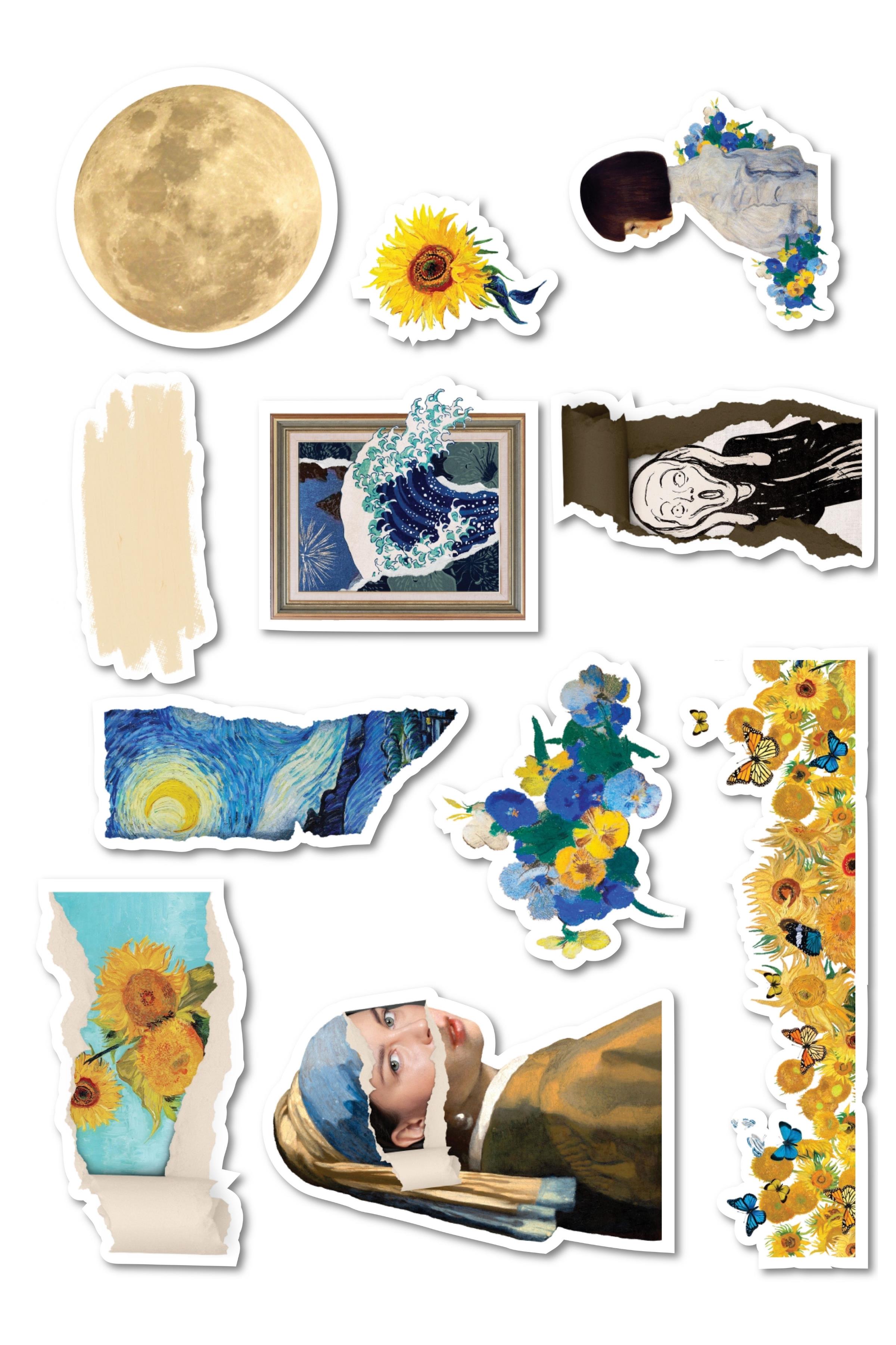 Van Gogh Etiket Seti, Büyük Boy, 11 Adet Su Geçirmez, Vintage Sticker, Laptop, Telefon, Valiz Uyumlu