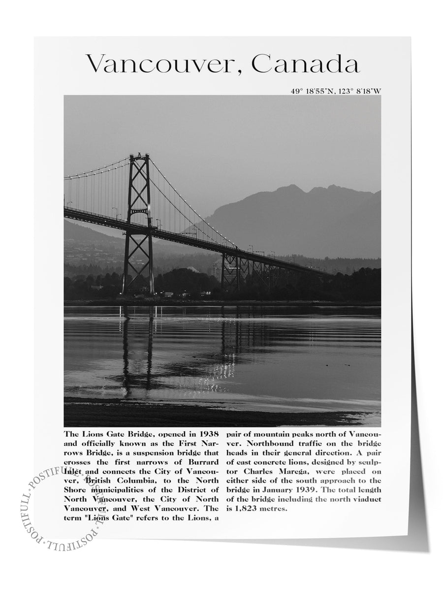 Vancouver - Kanada, Şehir Temalı Poster, Çerçevesiz Duvar Posteri, NO:30046