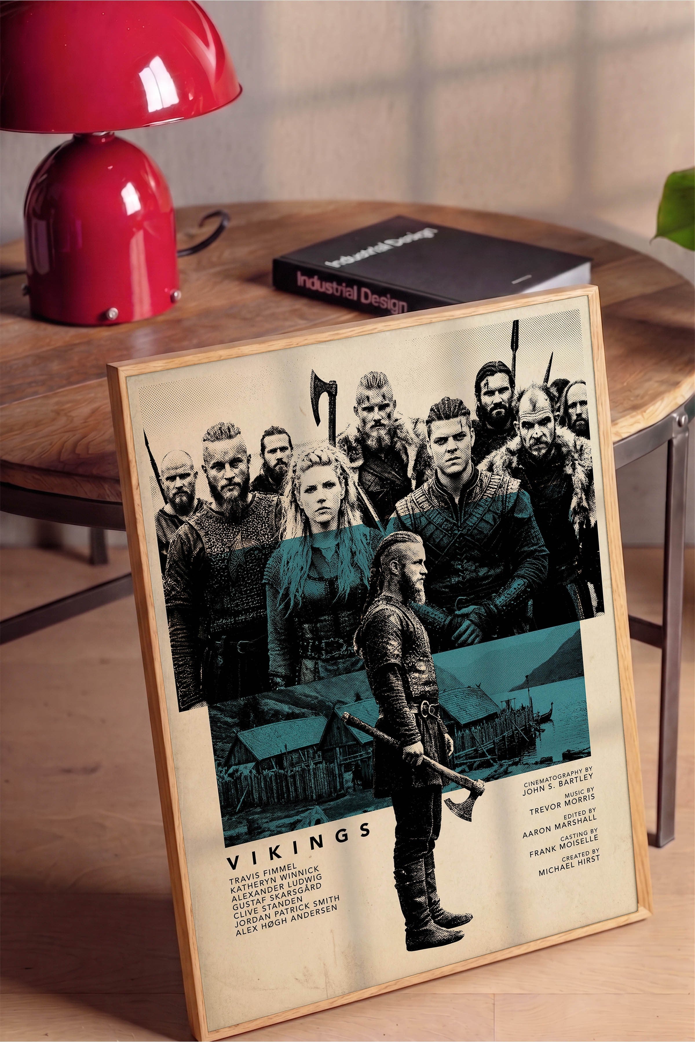 Vikings Ahşap Çerçeveli Poster, Sinema ve Dizi Tablo, Film Dizi Afişleri NO:112787