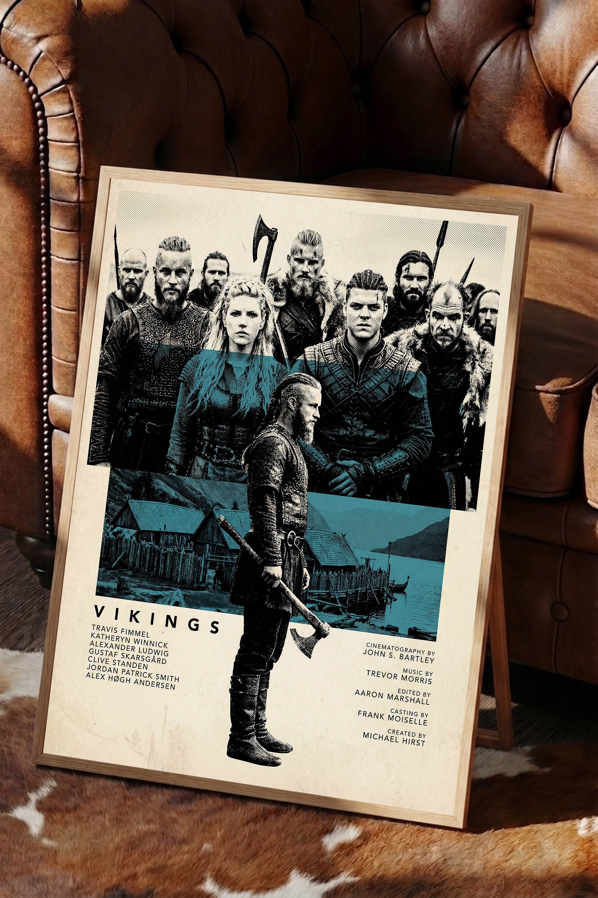 Vikings Ahşap Çerçeveli Poster, Sinema ve Dizi Tablo, Film Dizi Afişleri NO:112787