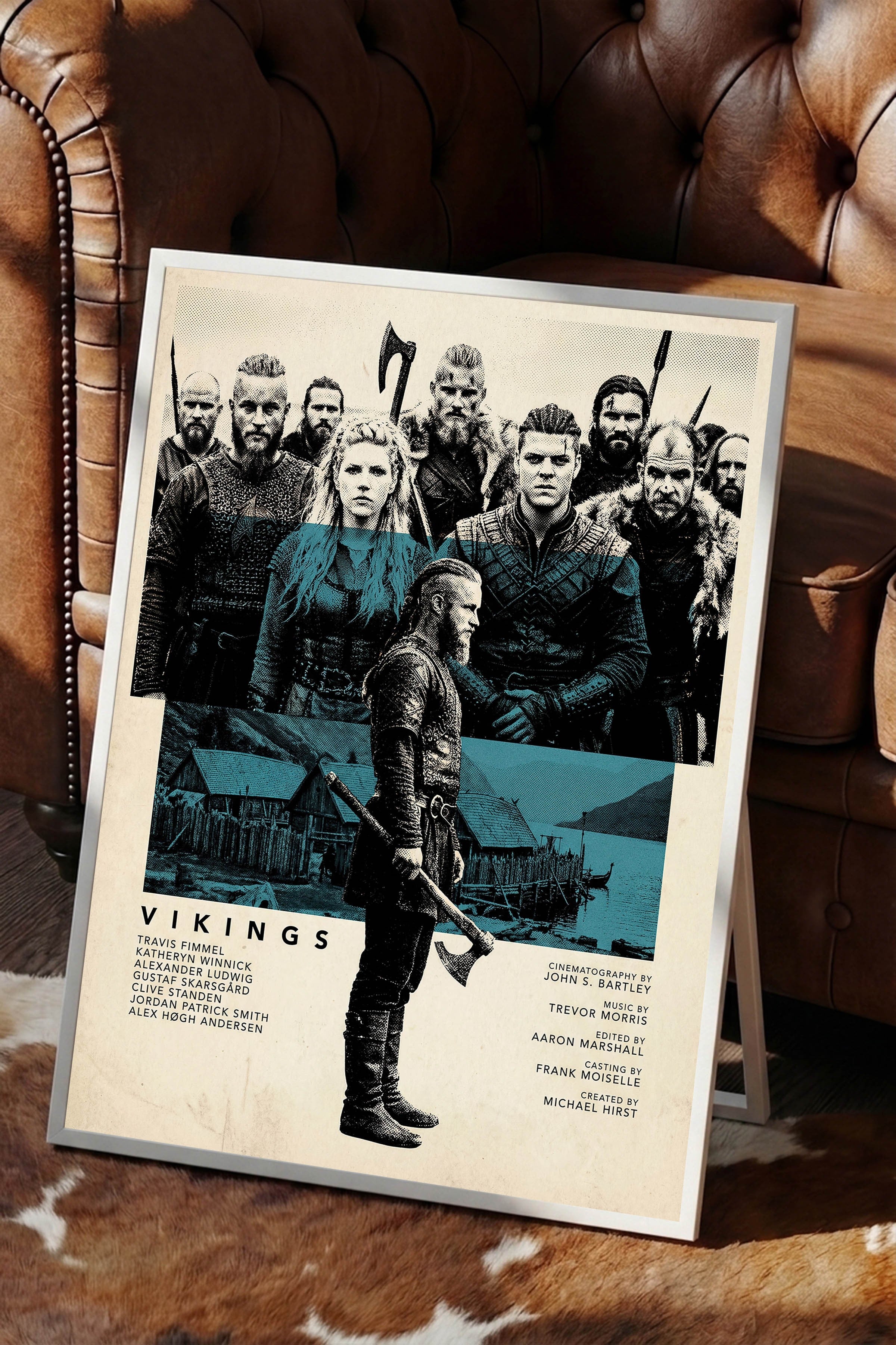 Vikings Beyaz Çerçeveli Poster, Sinema ve Dizi Tablo, Film Dizi Afişleri NO:112787