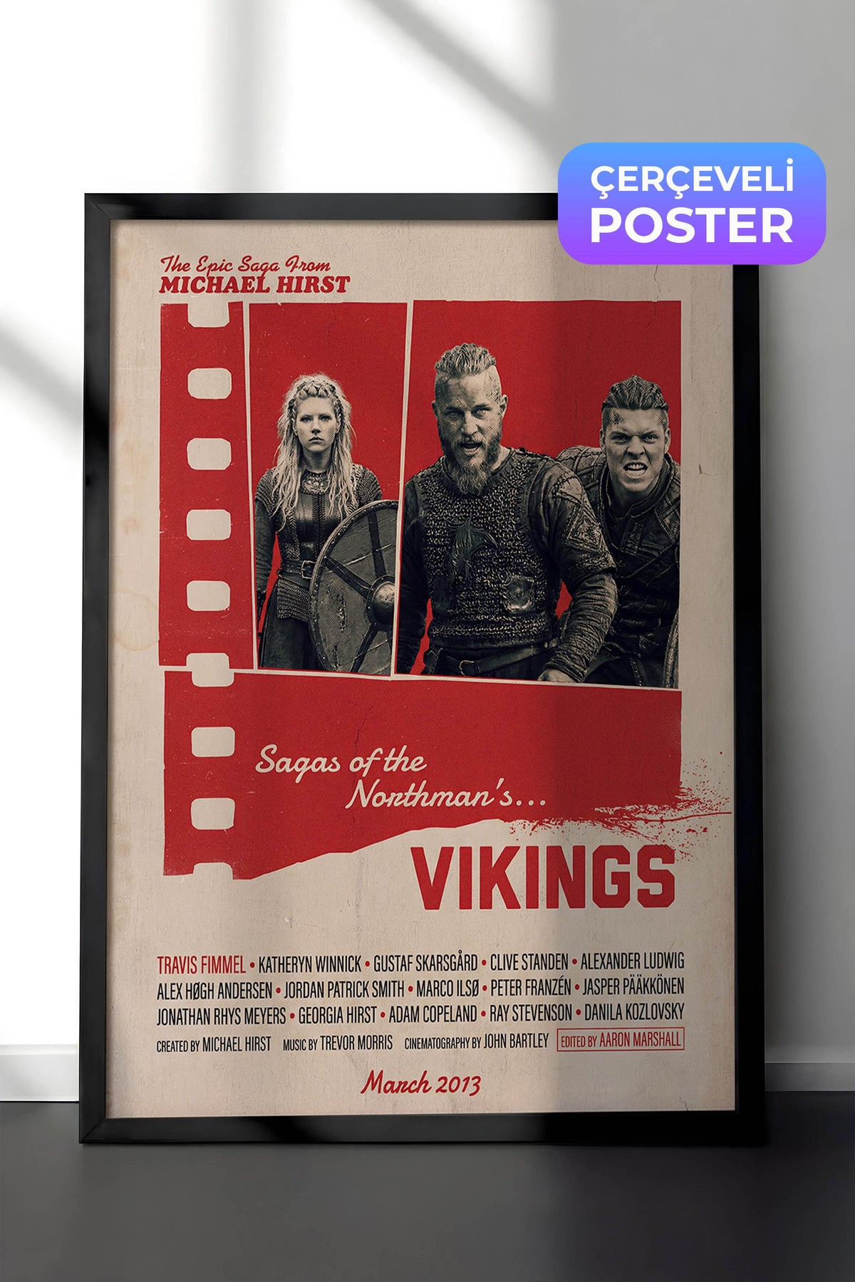 Vikings Siyah Çerçeveli Poster, Sinema ve Dizi Tablo, Film Dizi Afişleri NO:112862