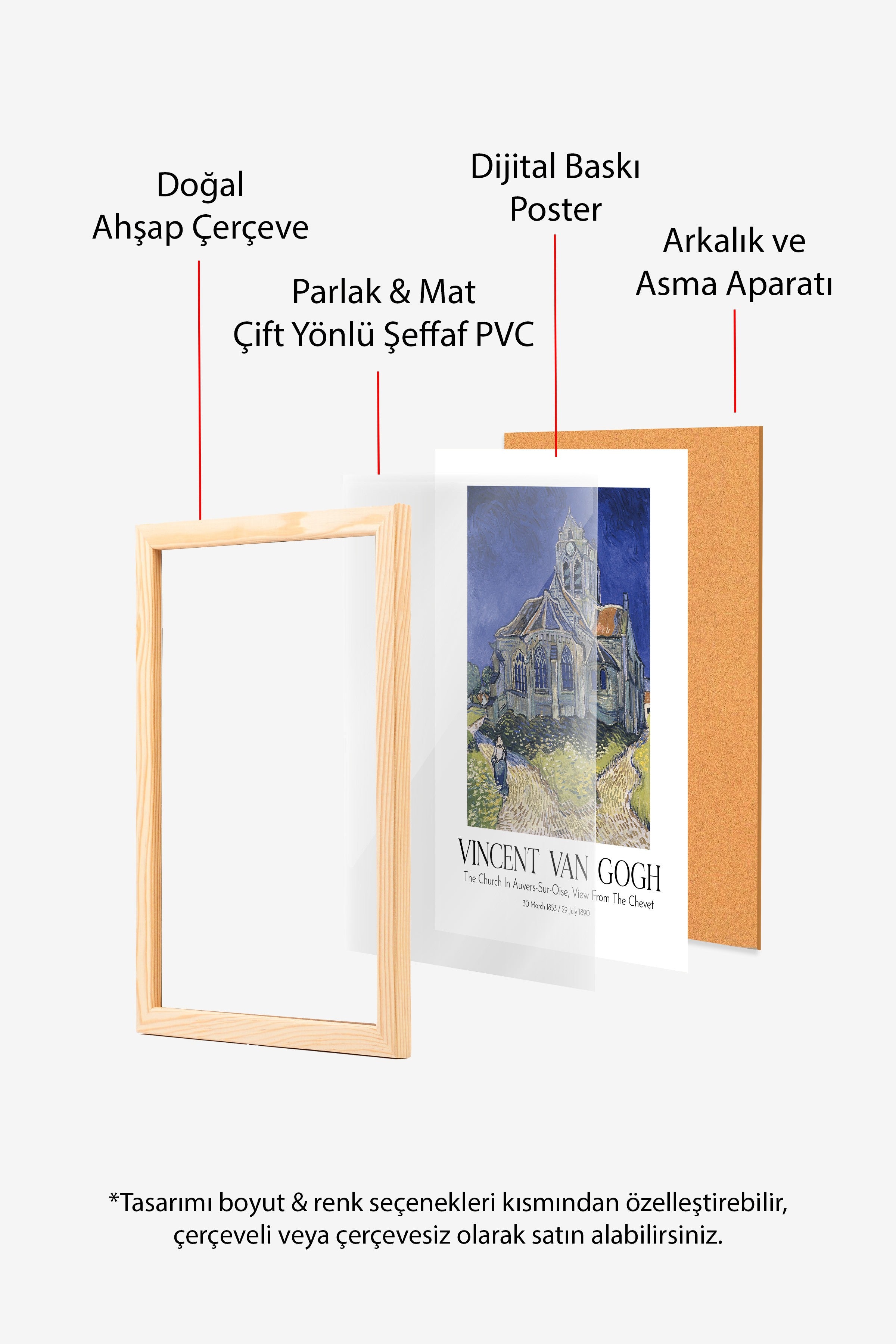 Vincent Van Gogh, Ahşap Çerçeveli Tablo, Sanat Serisi NO:110622