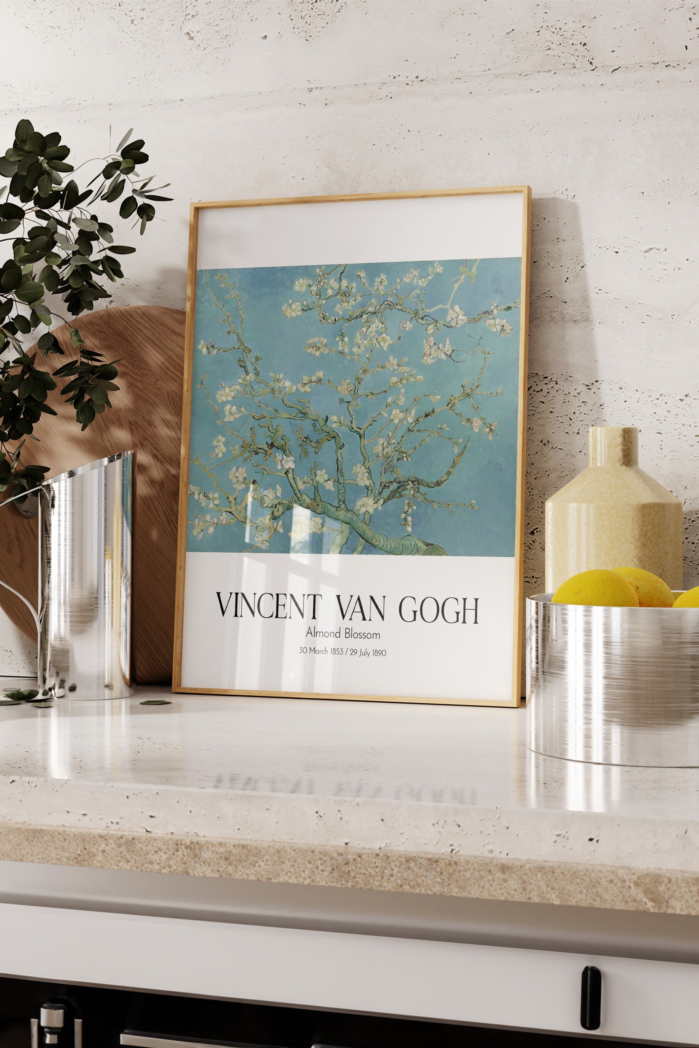Vincent Van Gogh - Almond Blossom, Ahşap Çerçeveli Tablo, Sanat Serisi NO:110593
