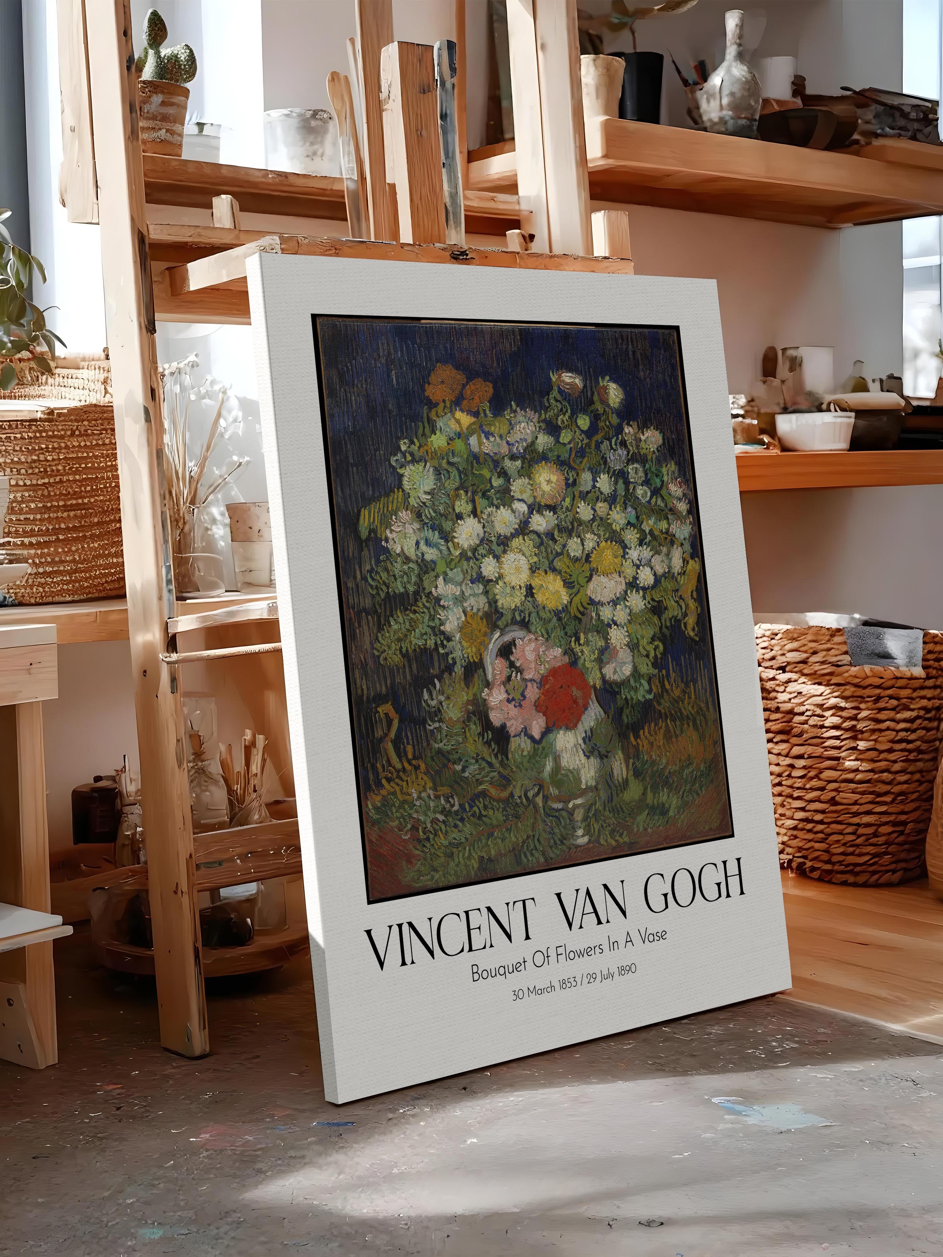 Vincent Van Gogh - Bouquet Of Flowers In A Vase, Kanvas Tablo, Sanat Serisi NO:110596
