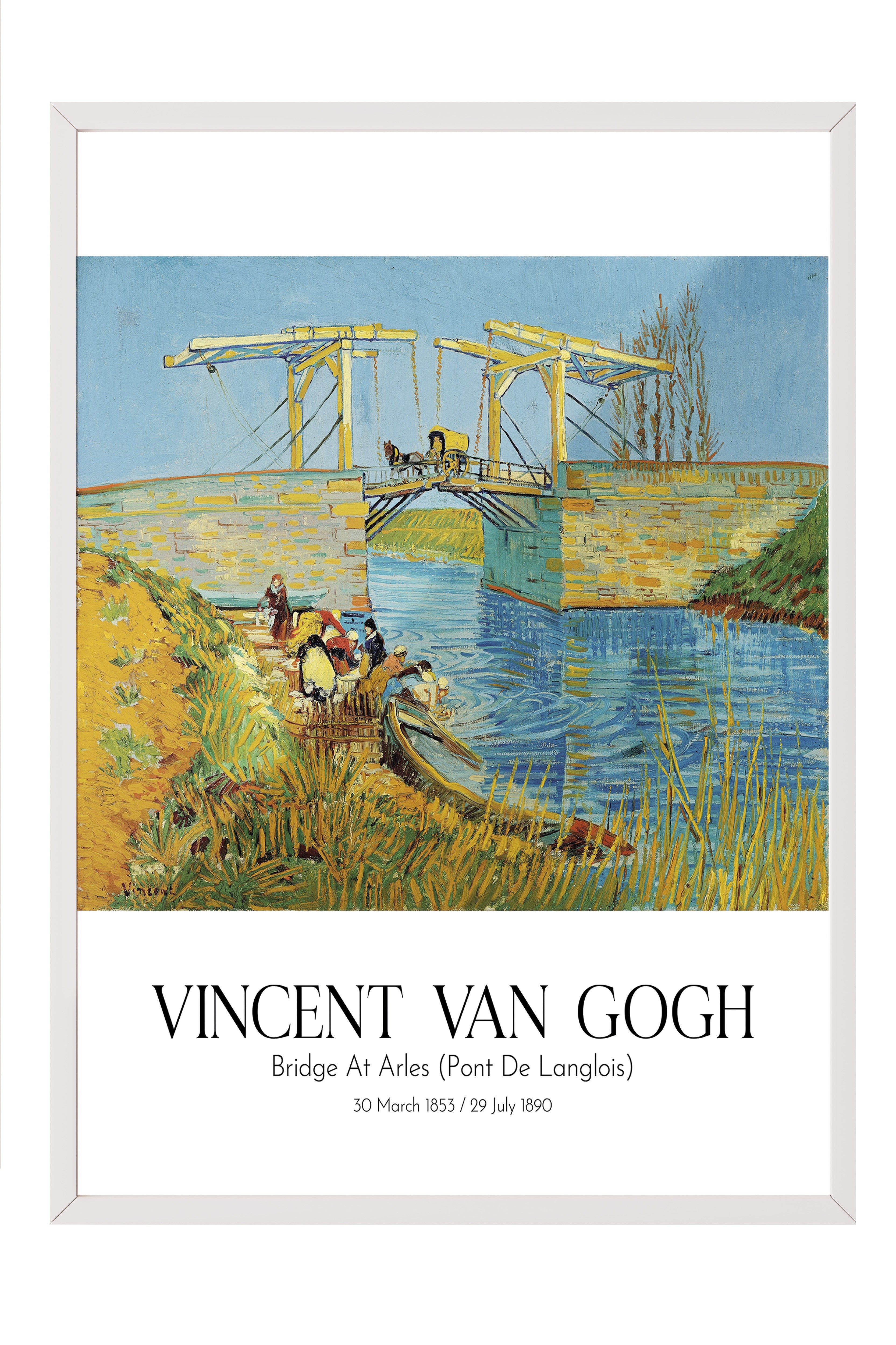 Vincent Van Gogh - Bridge At Arles (Pont De Langlois), Beyaz Çerçeveli Tablo, Sanat Serisi NO:110597