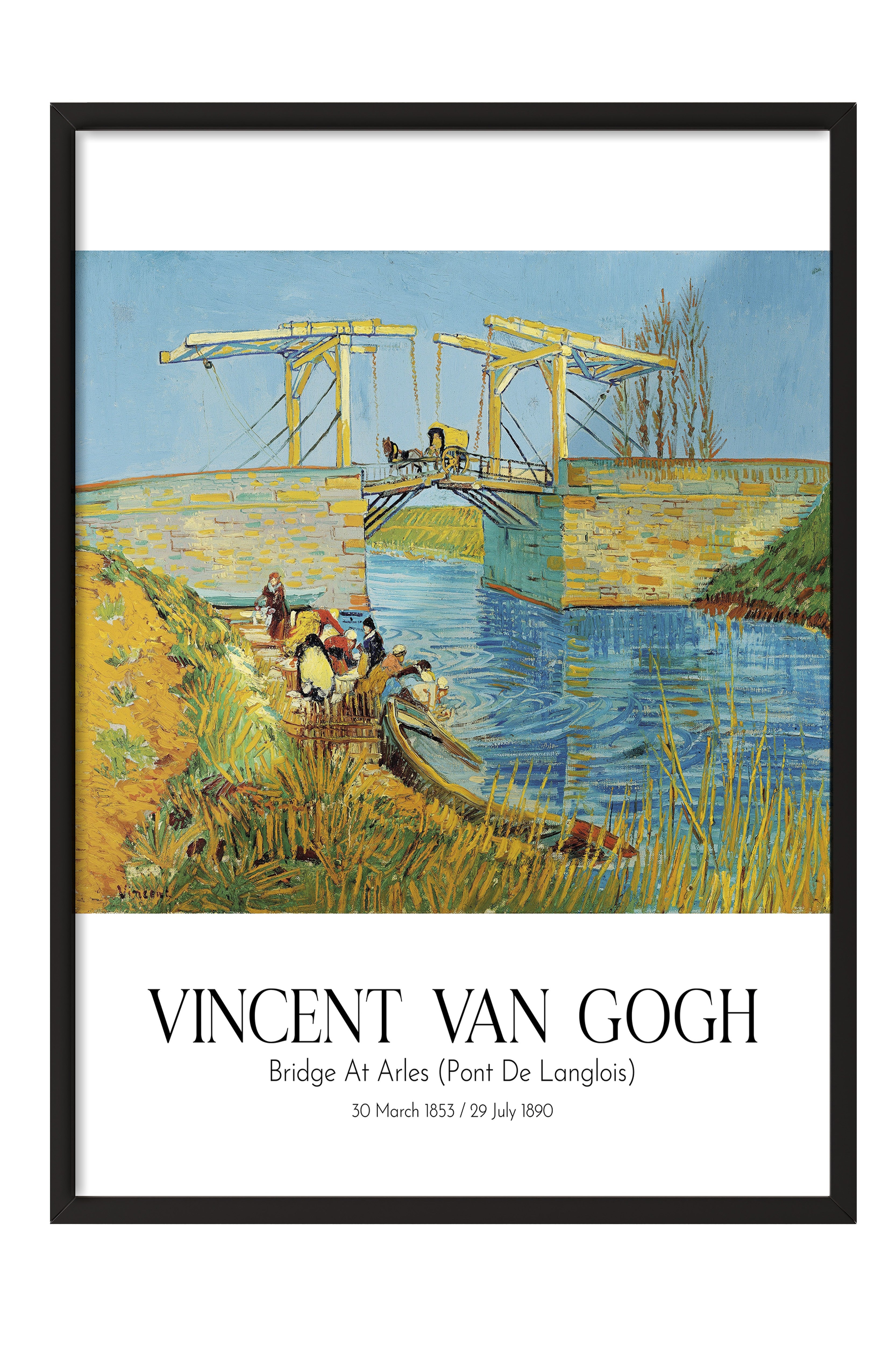 Vincent Van Gogh - Bridge At Arles (Pont De Langlois), Siyah Çerçeveli Tablo, Sanat Serisi NO:110597