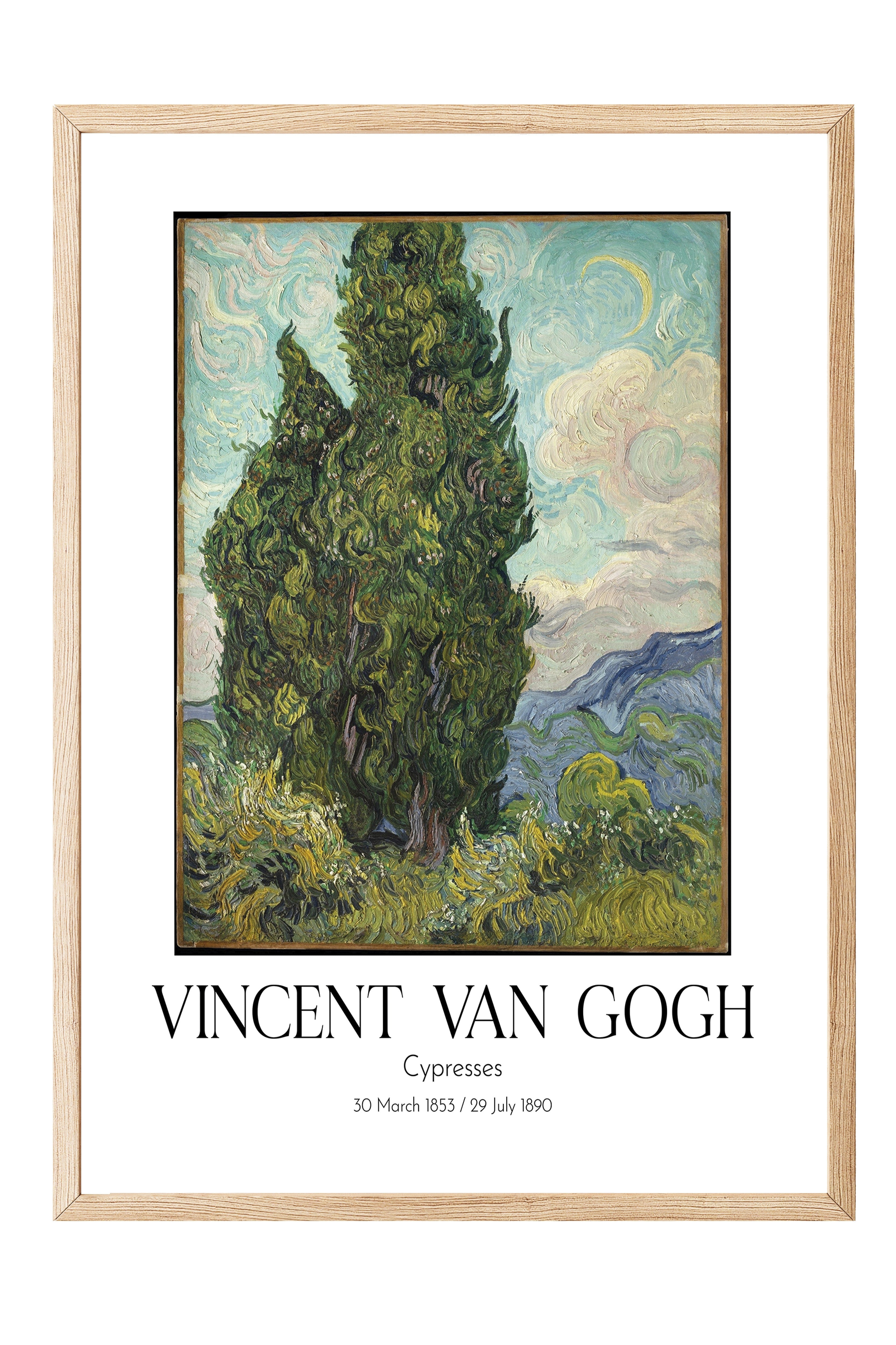 Vincent Van Gogh - Cypresses, Ahşap Çerçeveli Tablo, Sanat Serisi NO:110598