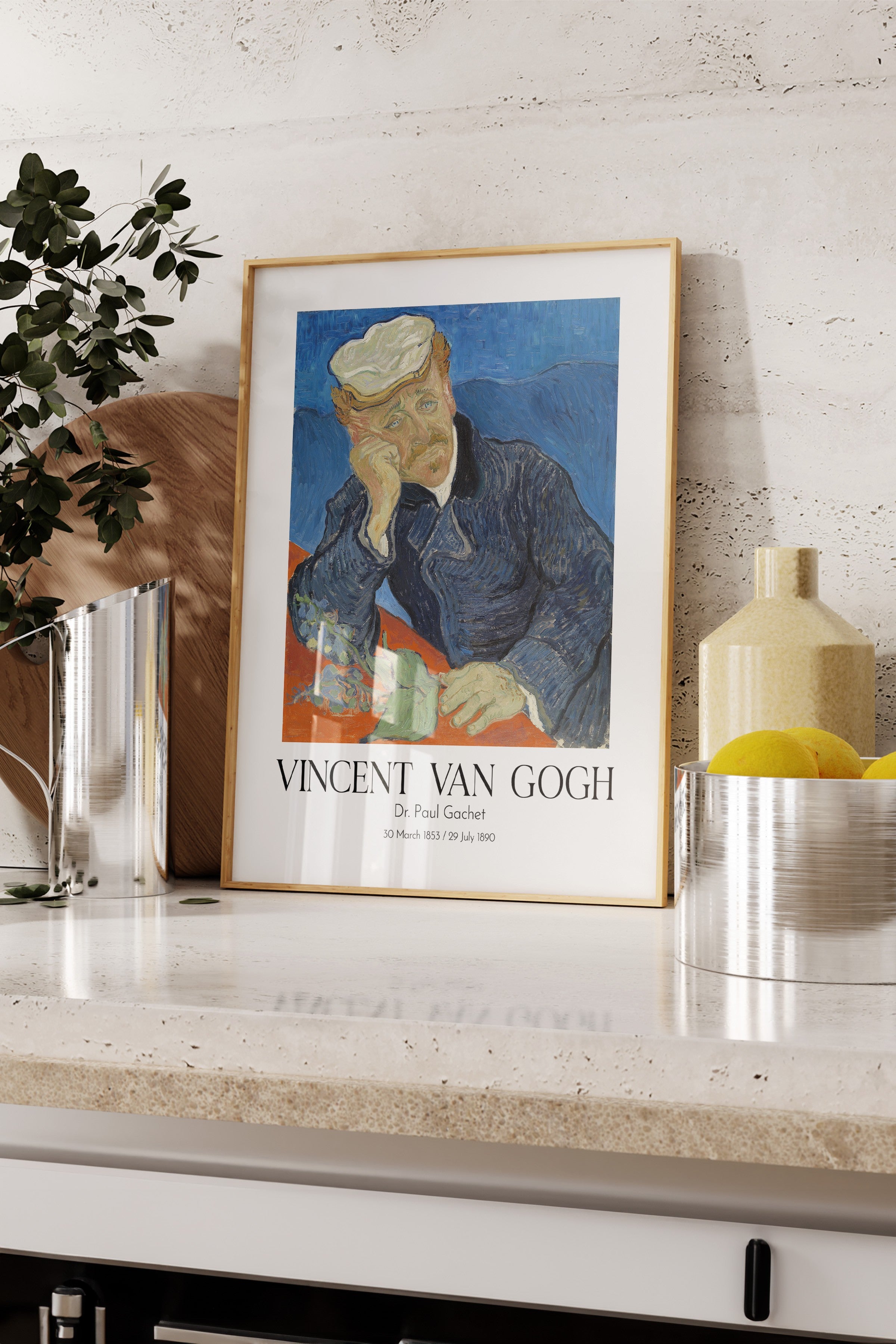 Vincent Van Gogh - Dr Paul Gachet, Ahşap Çerçeveli Tablo, Sanat Serisi NO:110599
