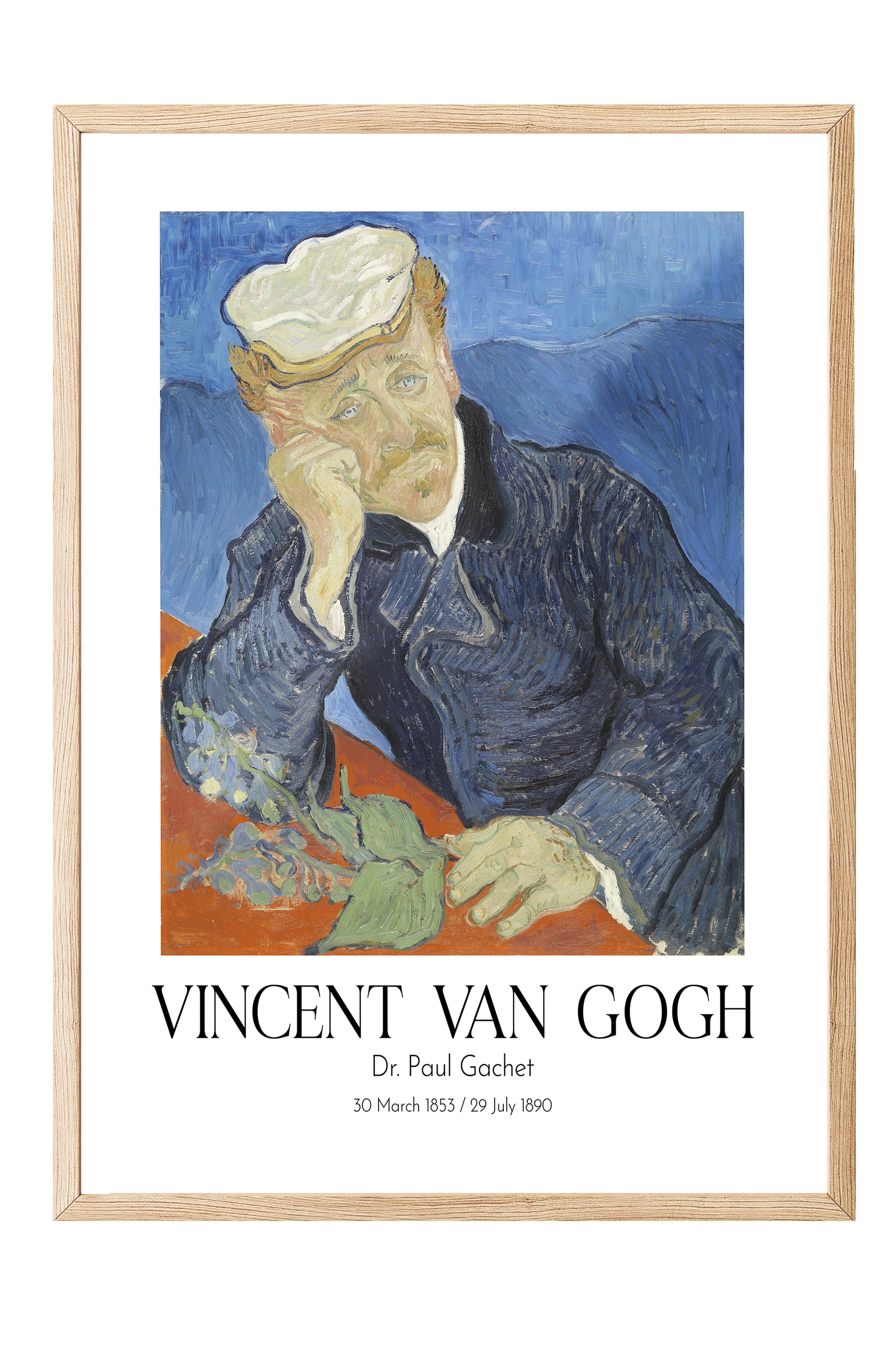 Vincent Van Gogh - Dr Paul Gachet, Ahşap Çerçeveli Tablo, Sanat Serisi NO:110599