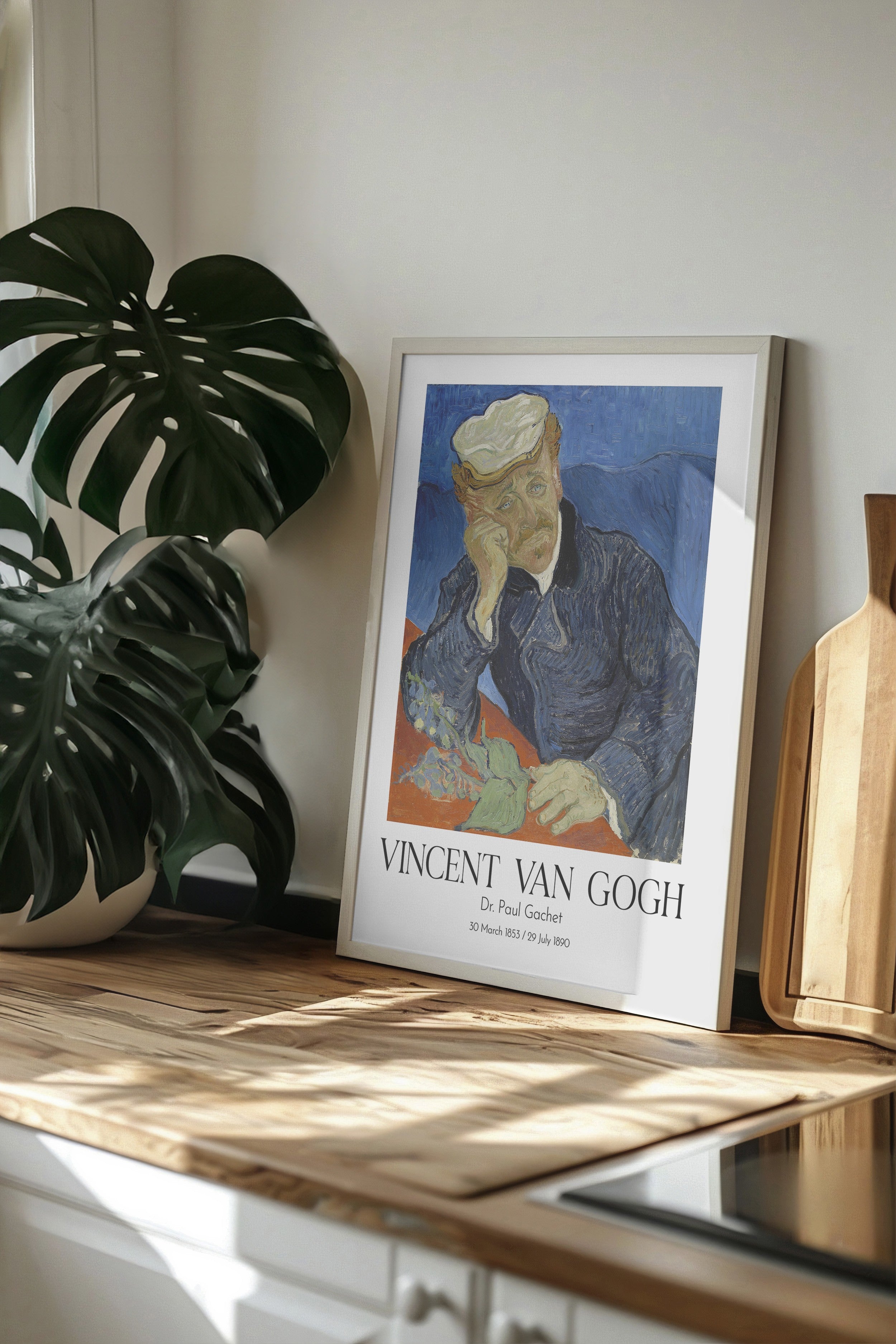 Vincent Van Gogh - Dr Paul Gachet, Beyaz Çerçeveli Tablo, Sanat Serisi NO:110599