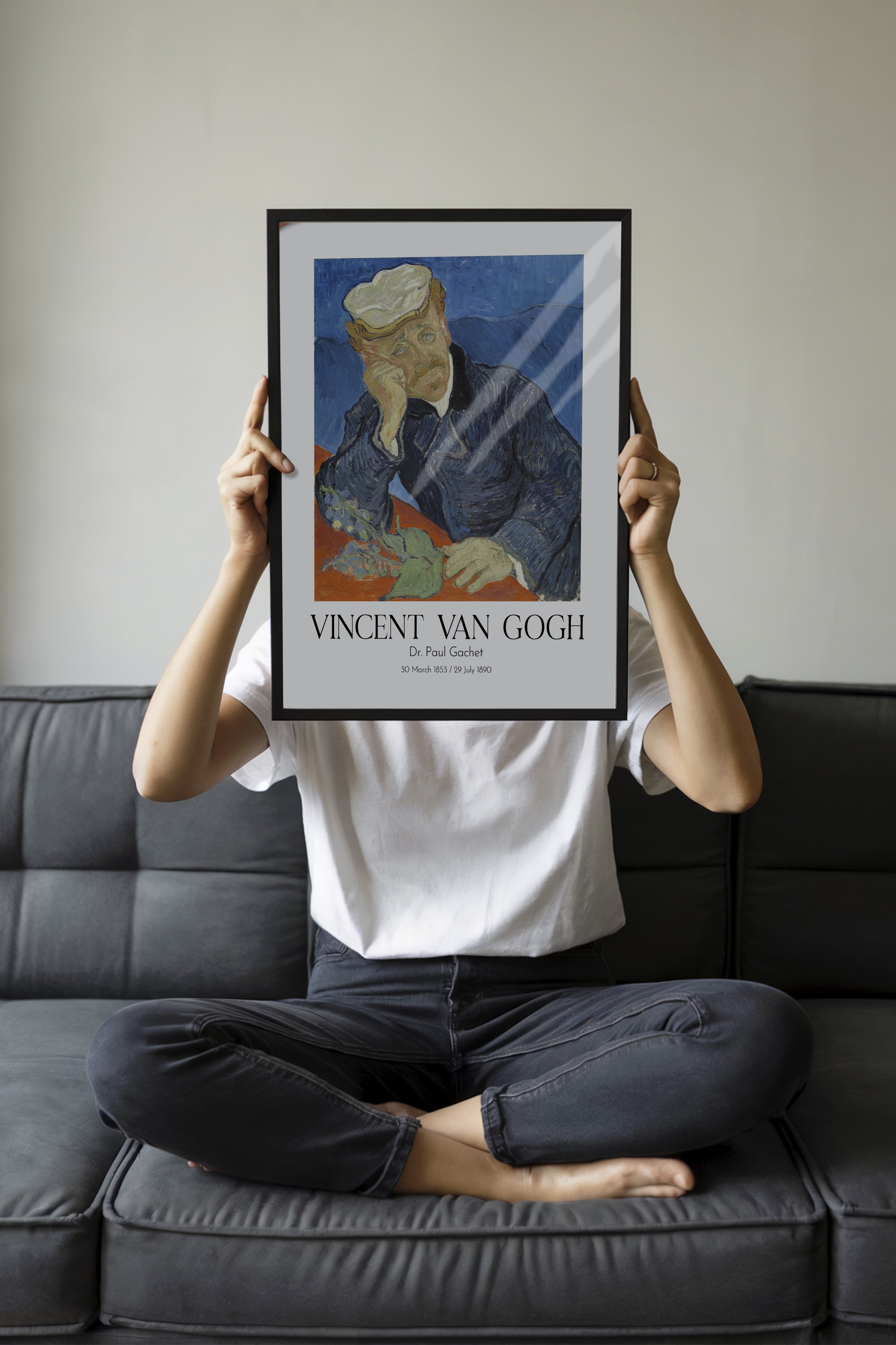 Vincent Van Gogh - Dr Paul Gachet, Siyah Çerçeveli Tablo, Sanat Serisi NO:110599