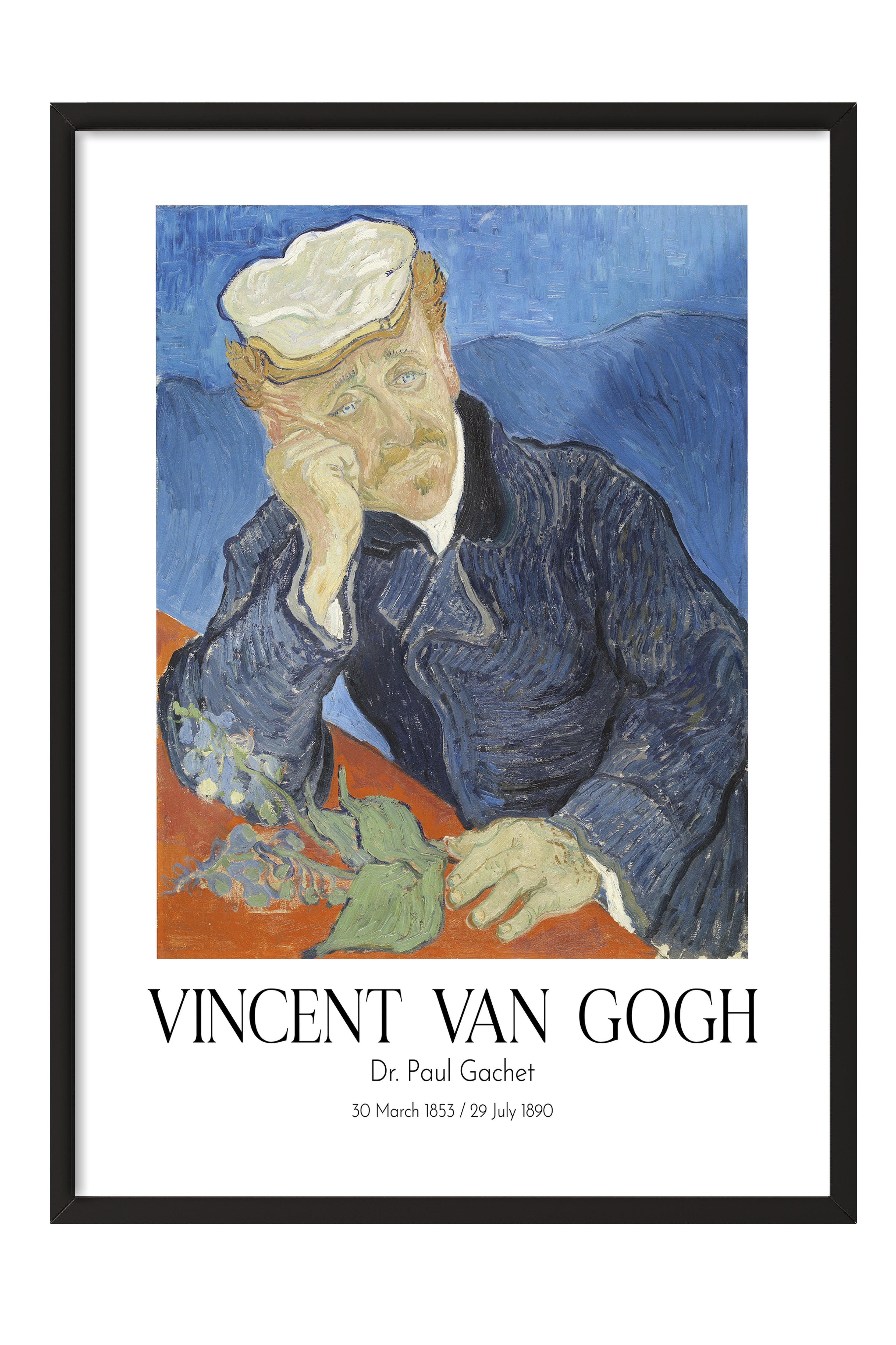 Vincent Van Gogh - Dr Paul Gachet, Siyah Çerçeveli Tablo, Sanat Serisi NO:110599