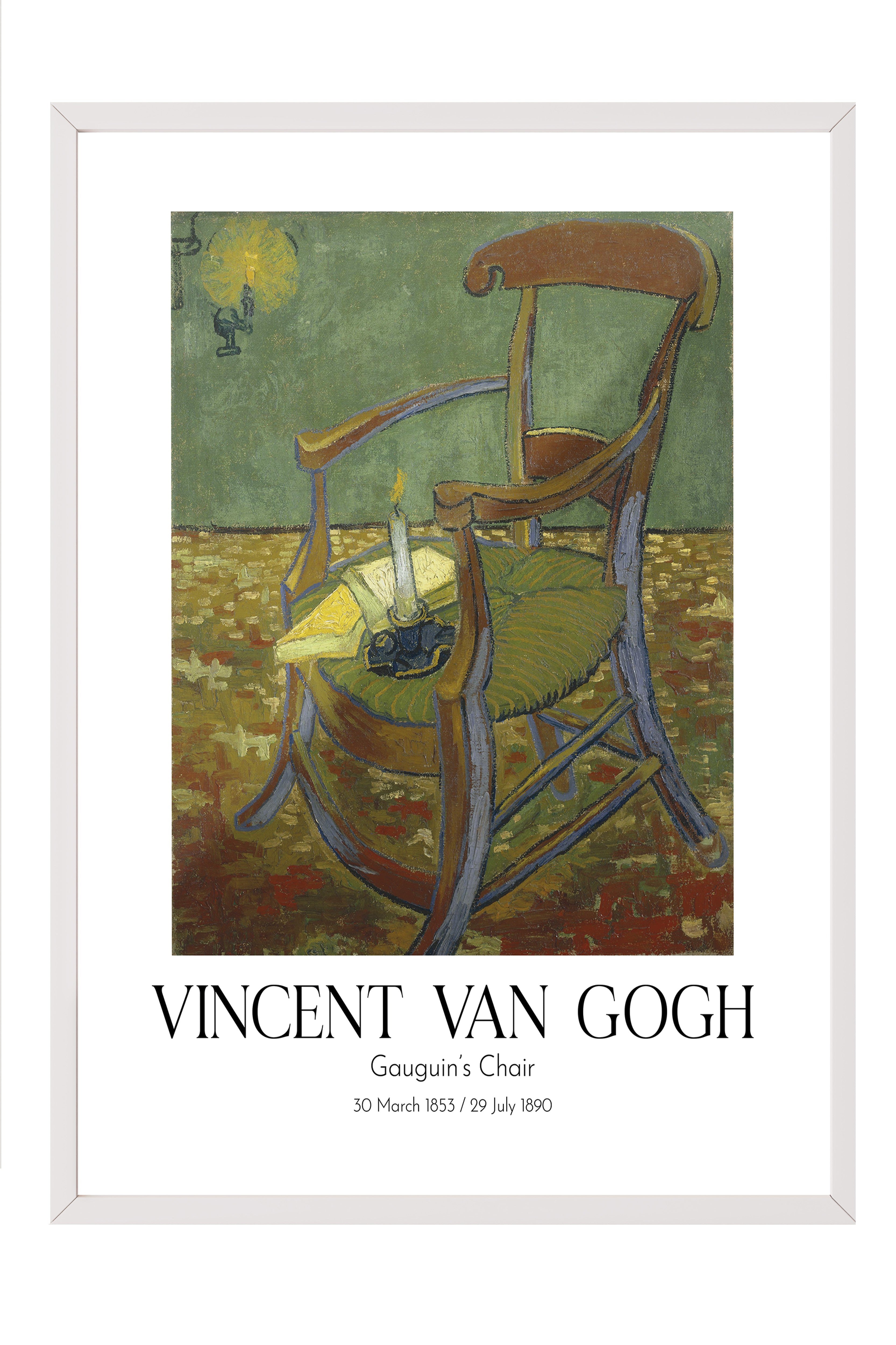 Vincent Van Gogh - Gauguin'S Chair, Beyaz Çerçeveli Tablo, Sanat Serisi NO:110602