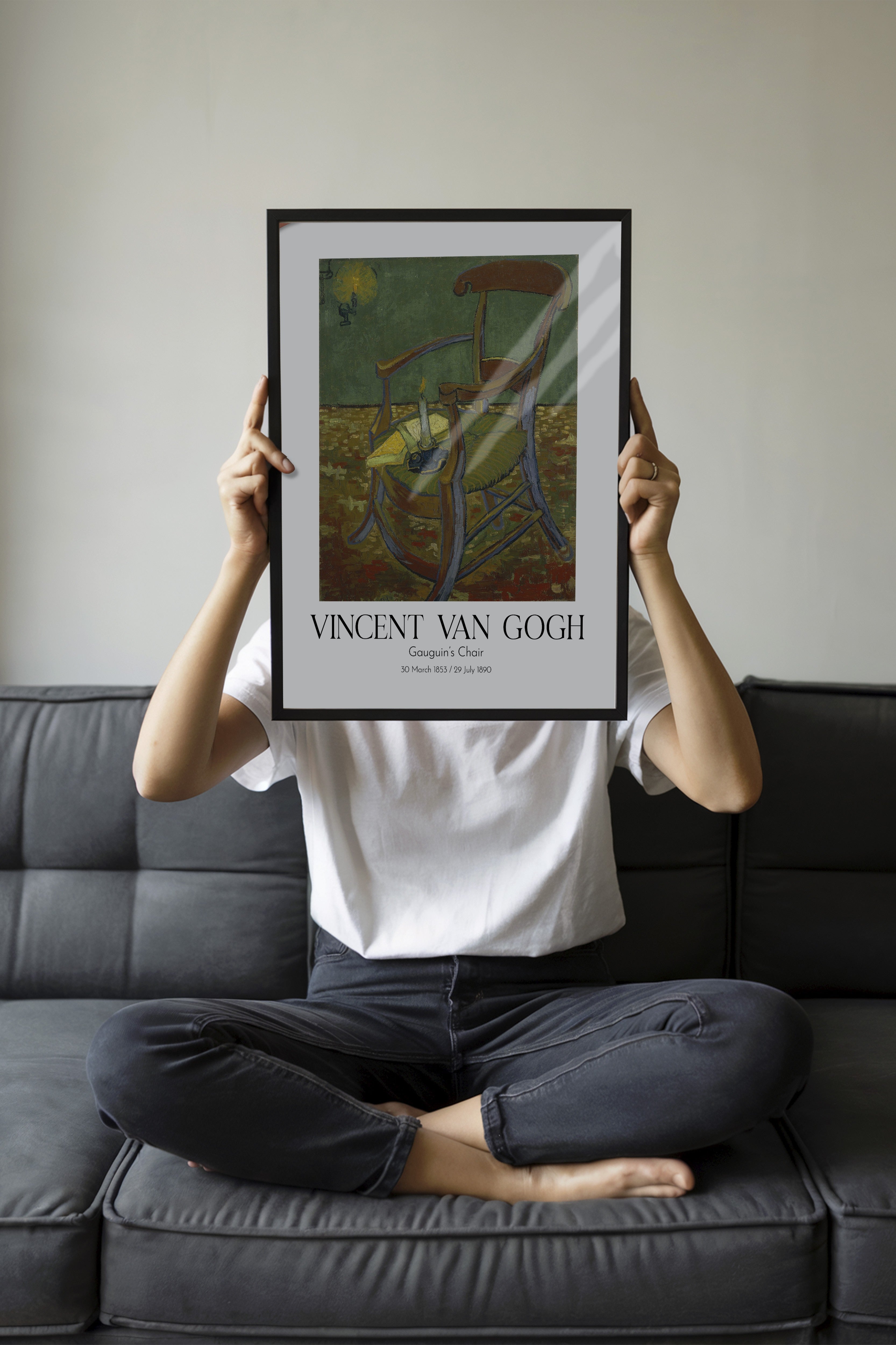 Vincent Van Gogh - Gauguin'S Chair, Siyah Çerçeveli Tablo, Sanat Serisi NO:110602