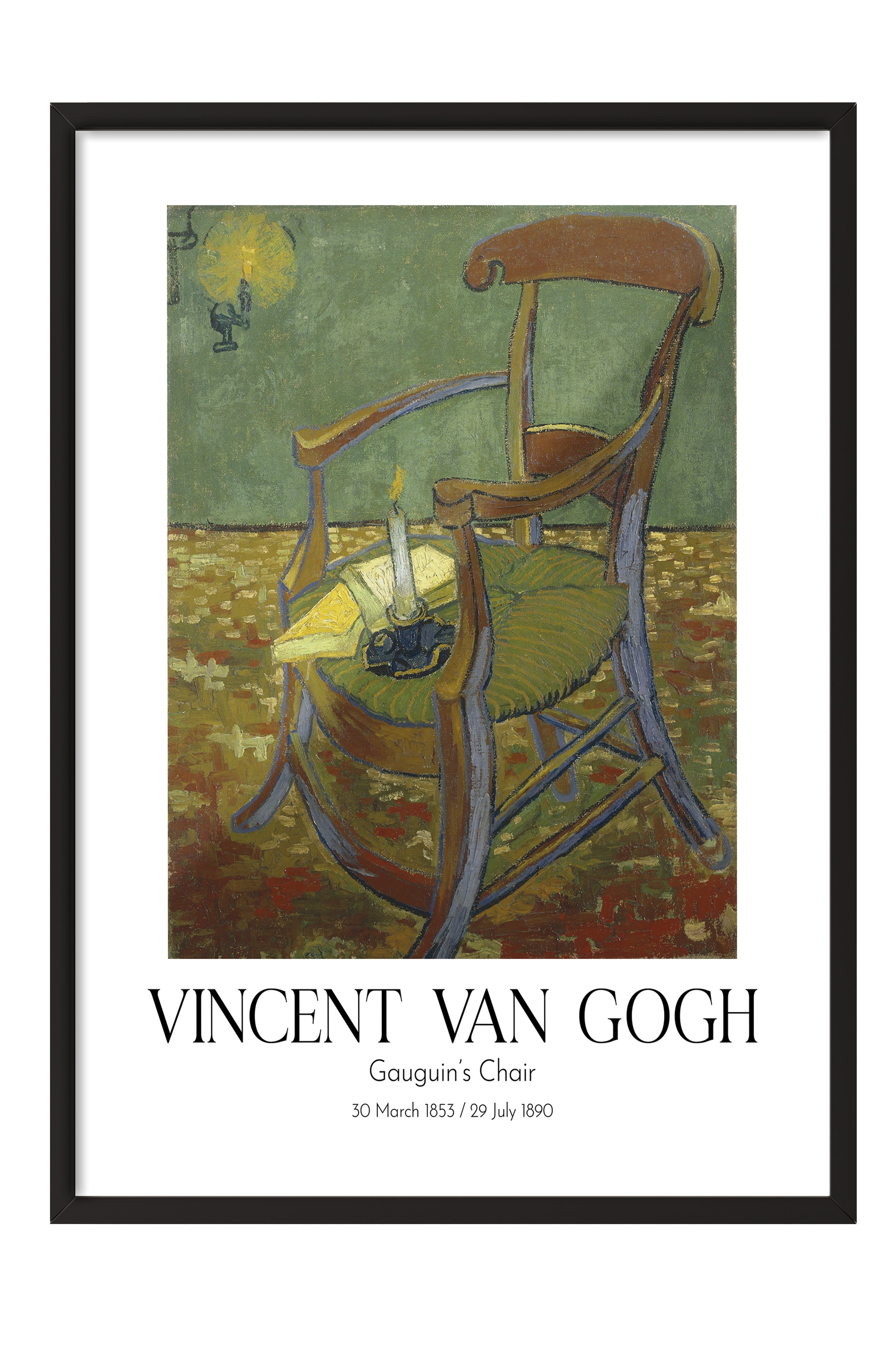 Vincent Van Gogh - Gauguin'S Chair, Siyah Çerçeveli Tablo, Sanat Serisi NO:110602