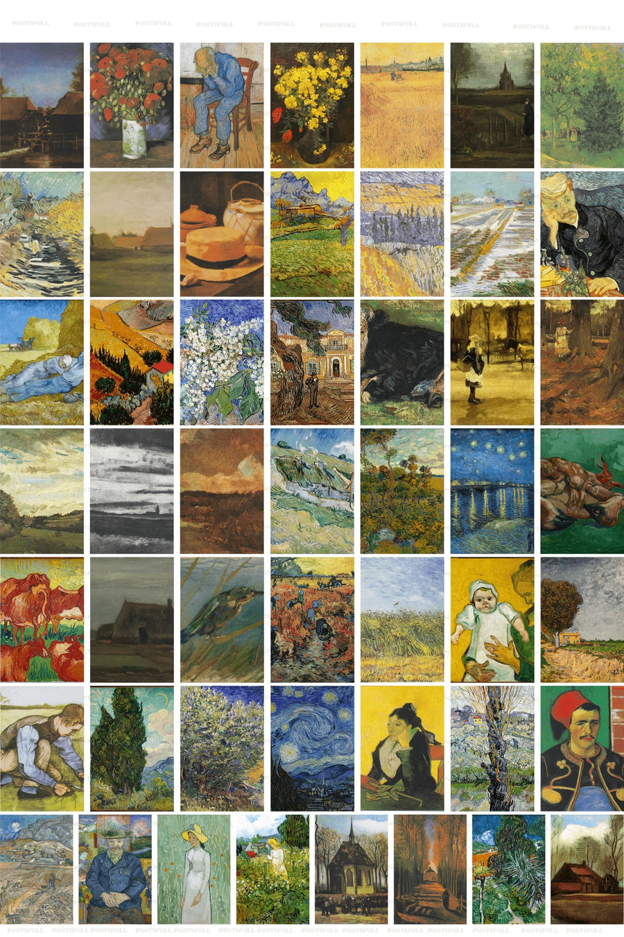 Vincent Van Gogh Kolaj Seti, Sanatsal Poster Kartları, Bant Hediyeli - 50 Adet 10*15cm Duvar Posteri