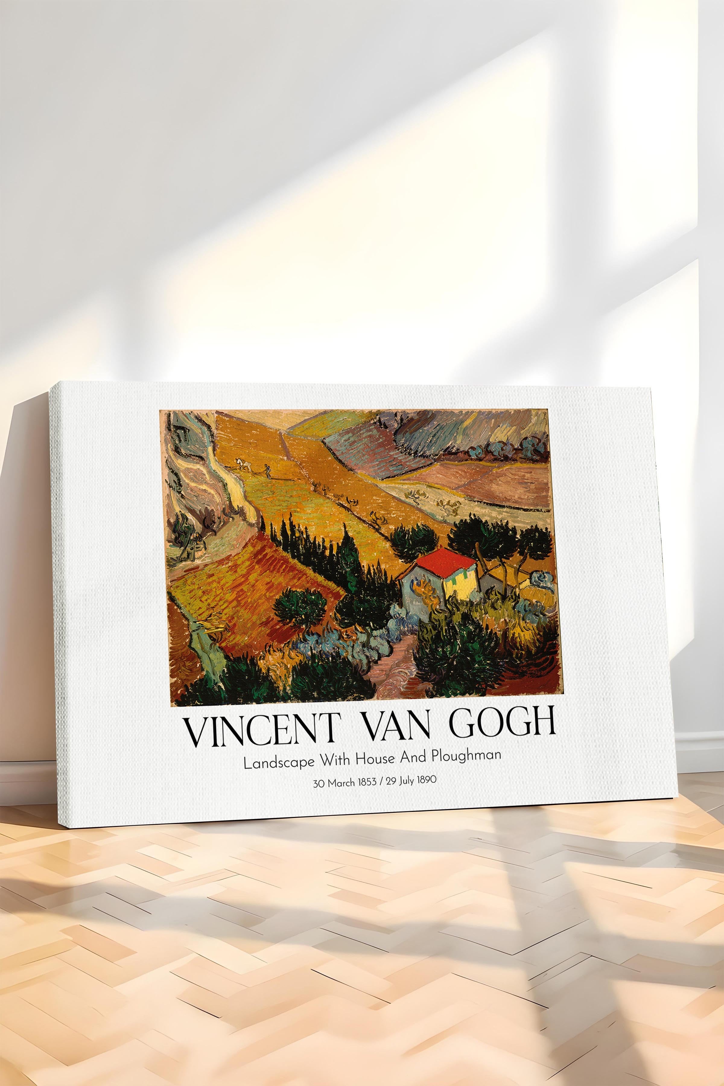 Vincent Van Gogh - Landscape With House And Ploughman, Kanvas Tablo, Sanat Serisi NO:110635