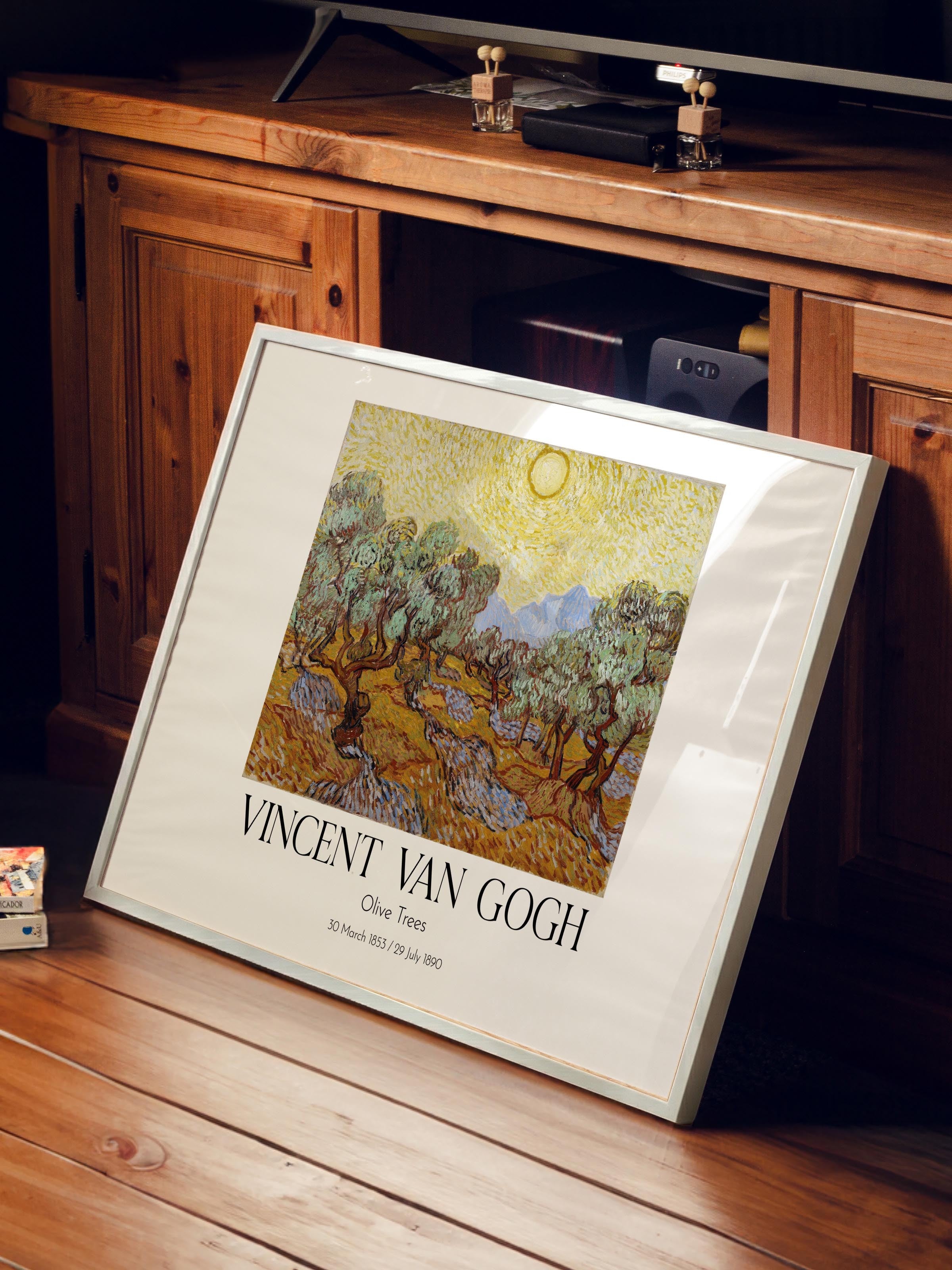 Vincent Van Gogh - Olive Trees, Beyaz Çerçeveli Tablo, Sanat Serisi NO:110636