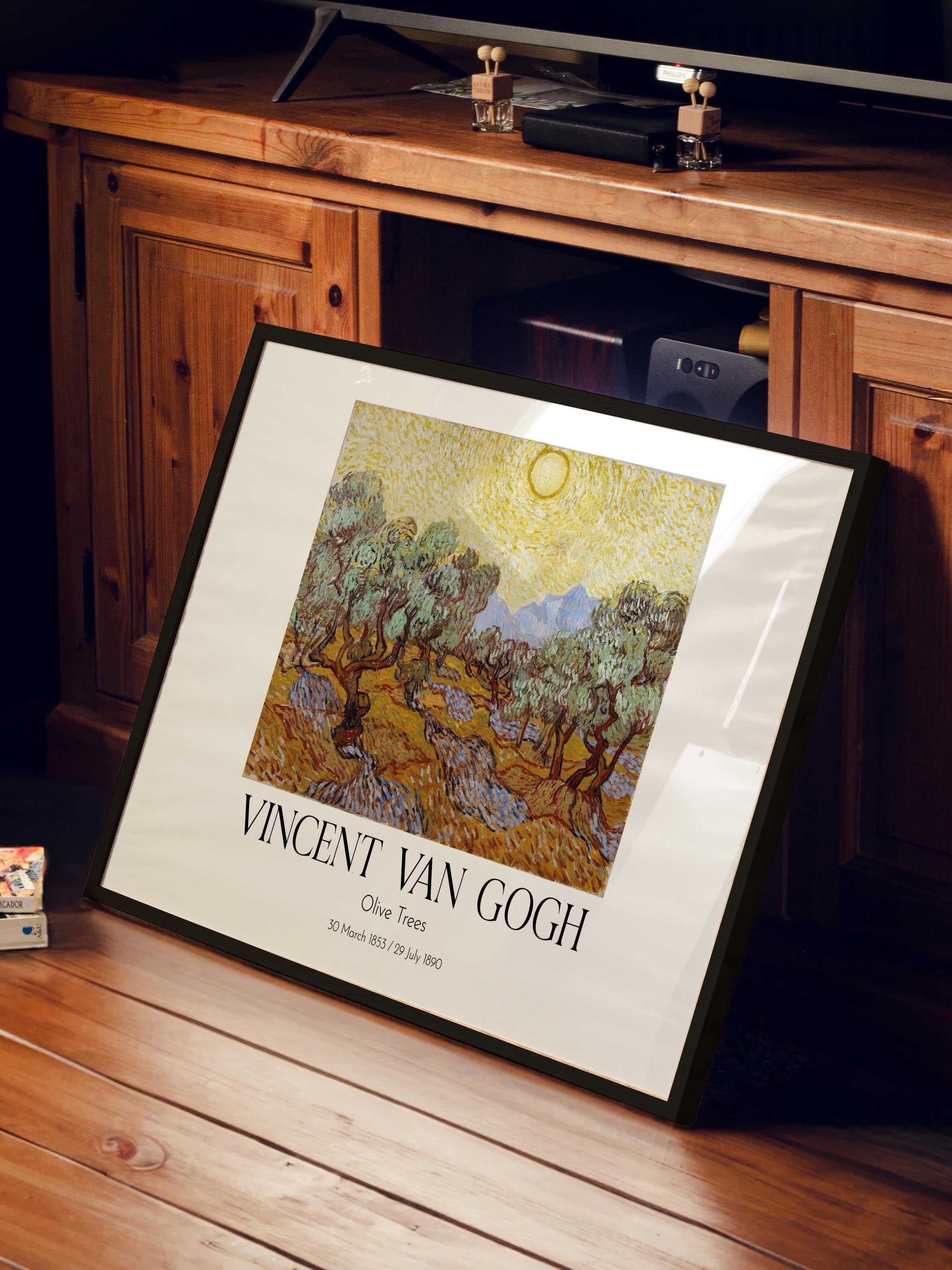 Vincent Van Gogh - Olive Trees, Siyah Çerçeveli Tablo, Sanat Serisi NO:110636