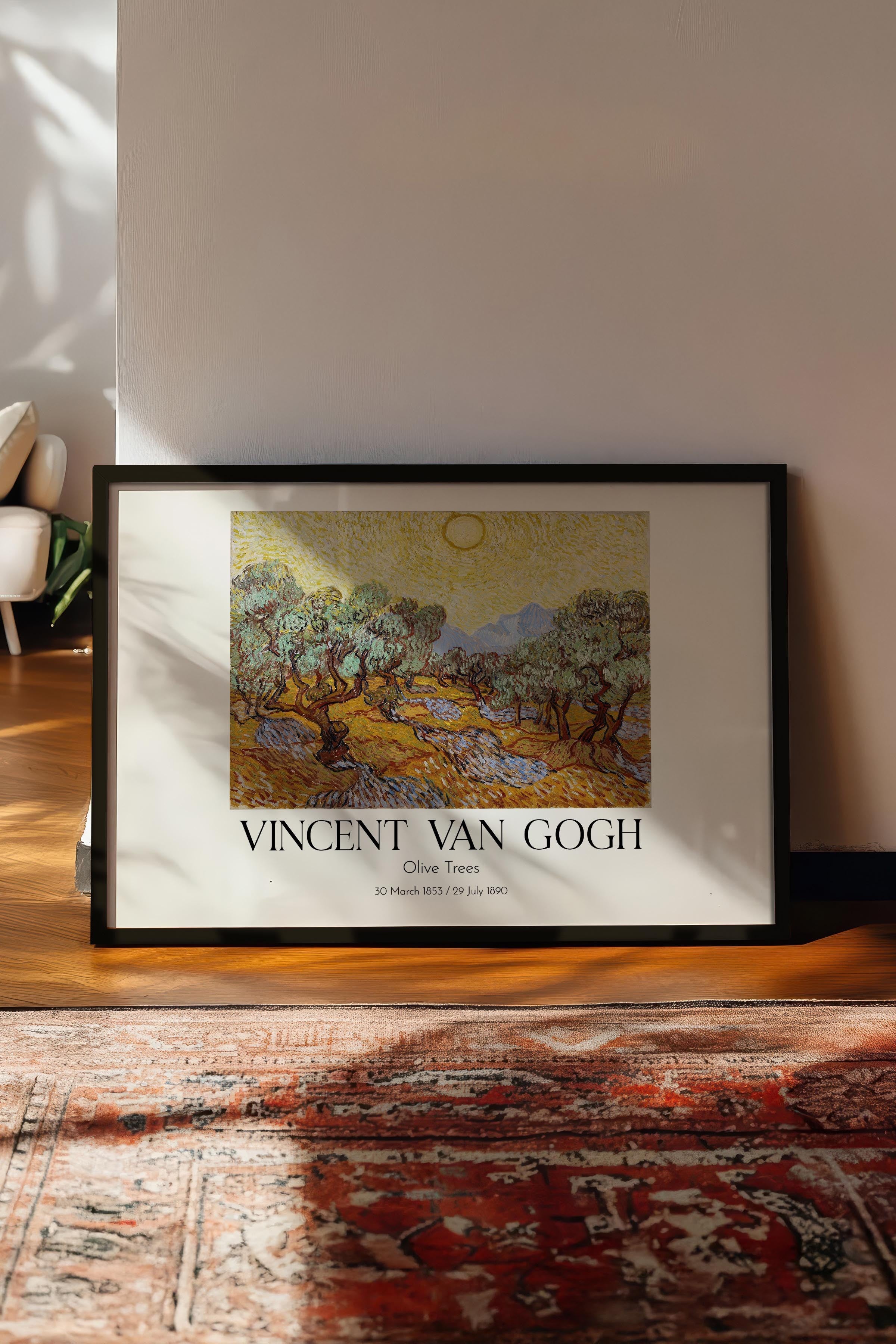 Vincent Van Gogh - Olive Trees, Siyah Çerçeveli Tablo, Sanat Serisi NO:110636