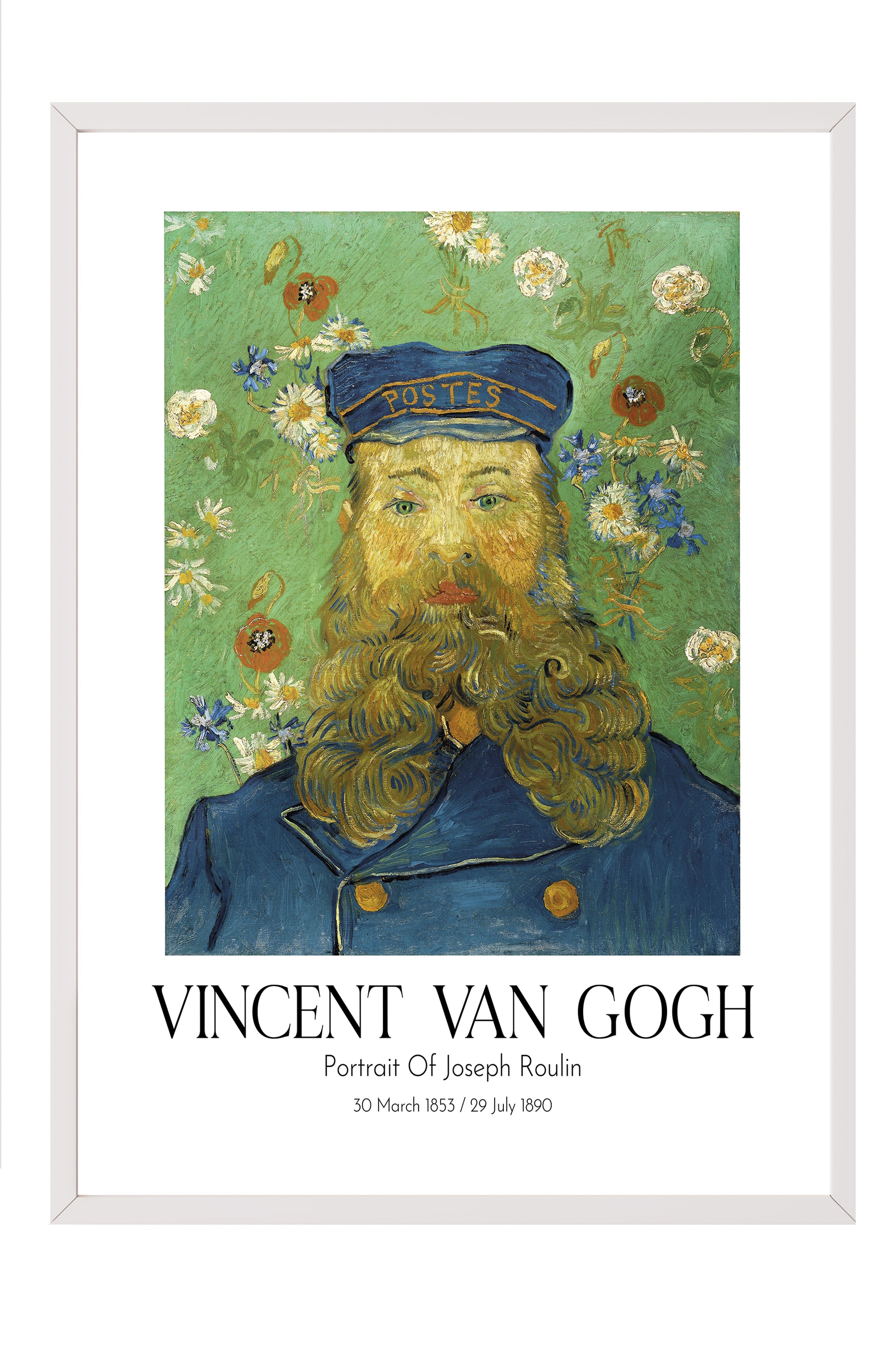 Vincent Van Gogh - Portrait Of Joseph Roulin, Beyaz Çerçeveli Tablo, Sanat Serisi NO:110611