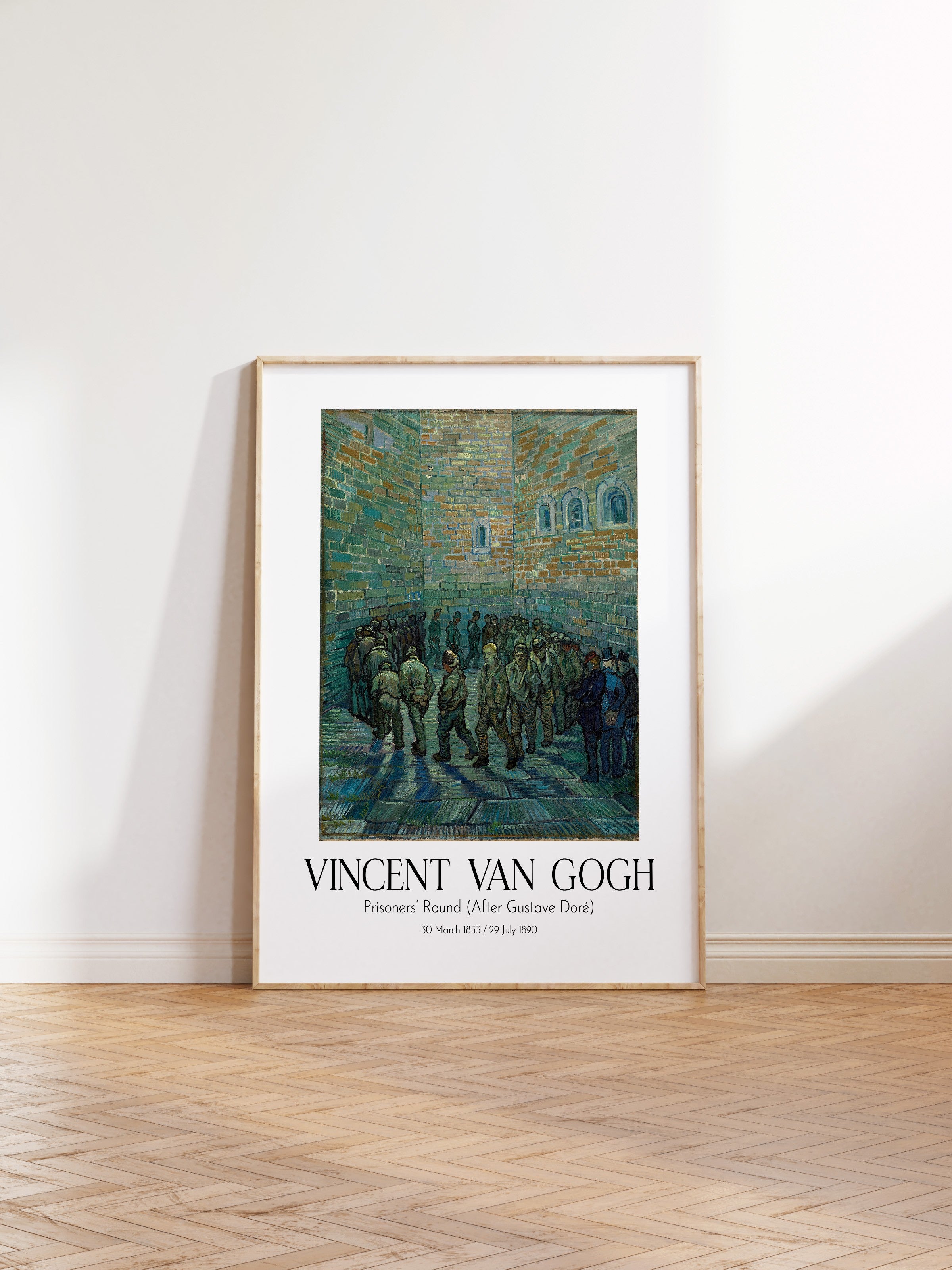 Vincent Van Gogh - Prisoners' Round (After Gustave Doré), Ahşap Çerçeveli Tablo, Sanat Serisi NO:110628