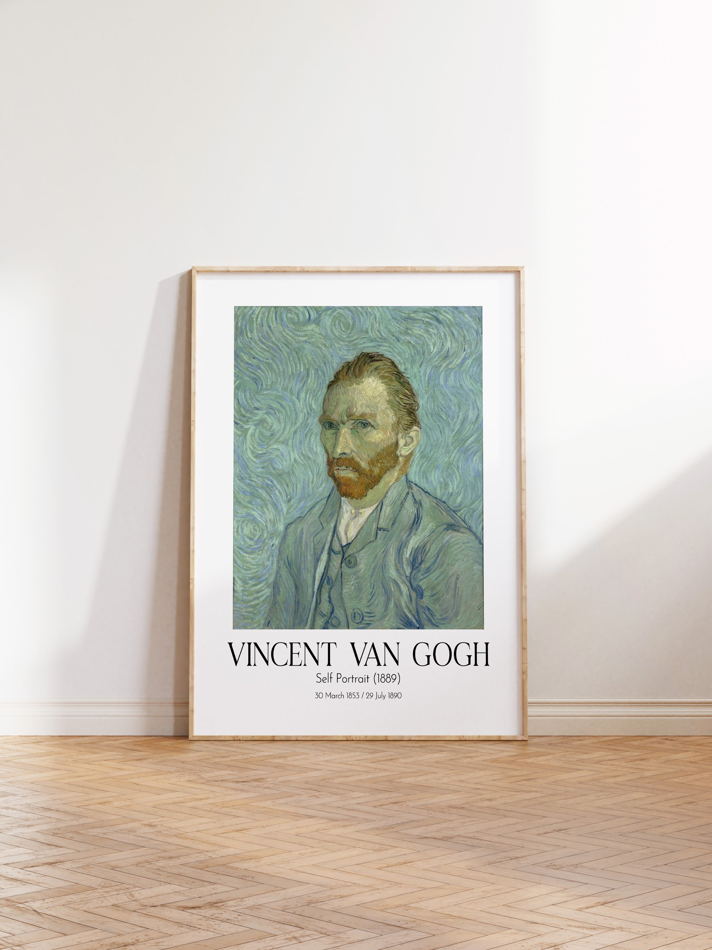 Vincent Van Gogh - Self Portrait (1889), Ahşap Çerçeveli Tablo, Sanat Serisi NO:110629