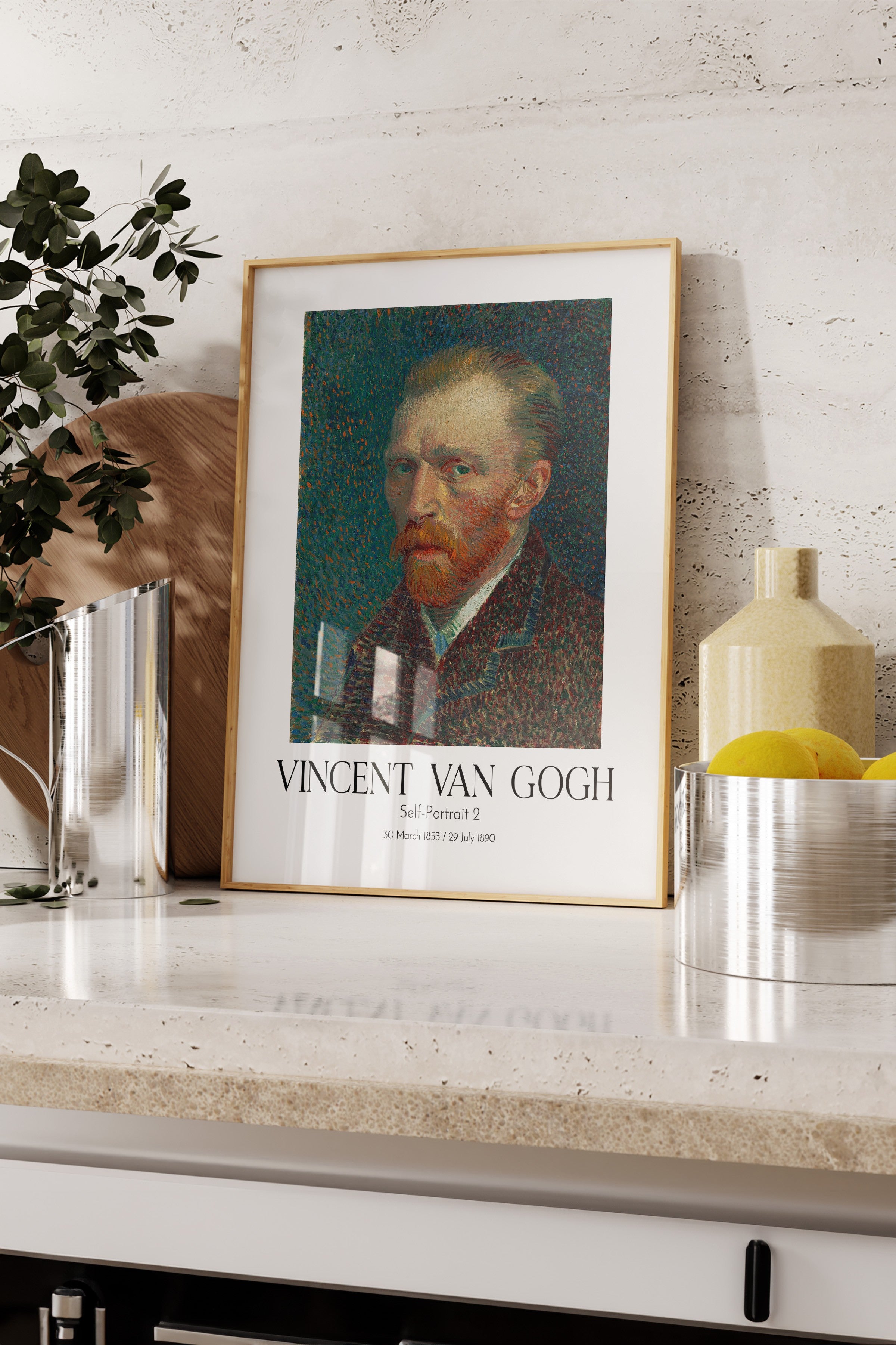 Vincent Van Gogh - Self-Portrait 2, Ahşap Çerçeveli Tablo, Sanat Serisi NO:110613