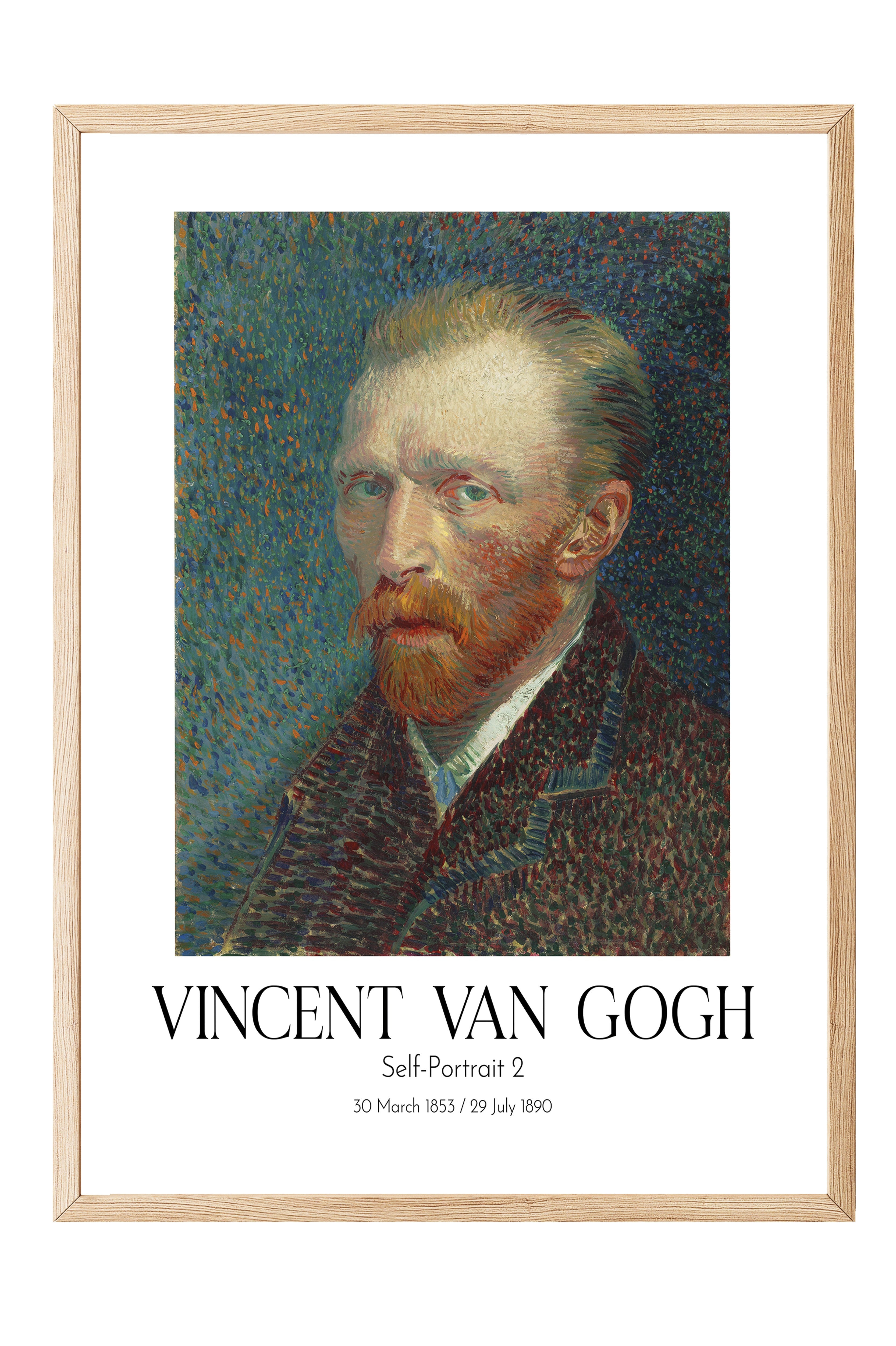 Vincent Van Gogh - Self-Portrait 2, Ahşap Çerçeveli Tablo, Sanat Serisi NO:110613