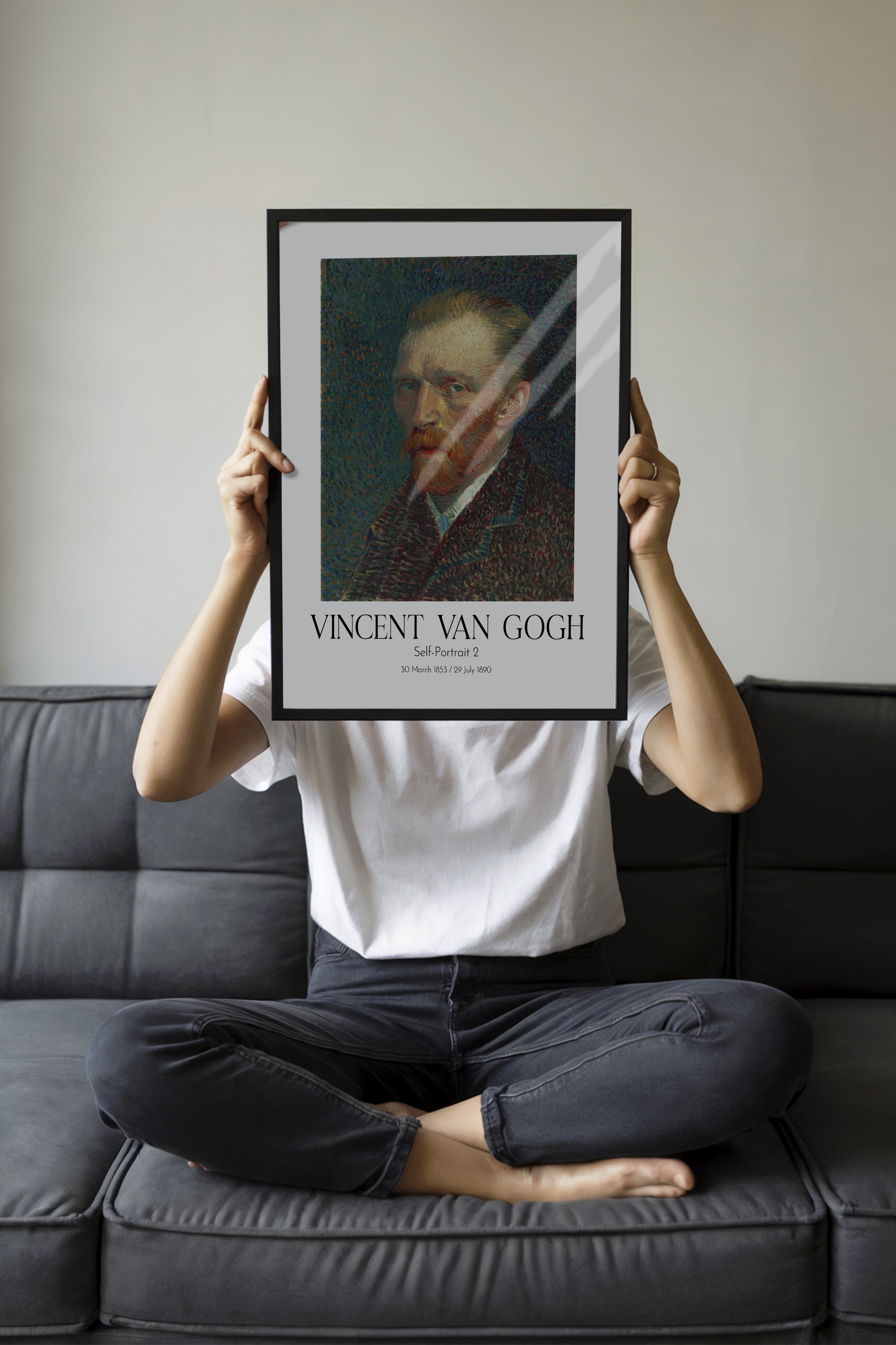 Vincent Van Gogh - Self-Portrait 2, Siyah Çerçeveli Tablo, Sanat Serisi NO:110613