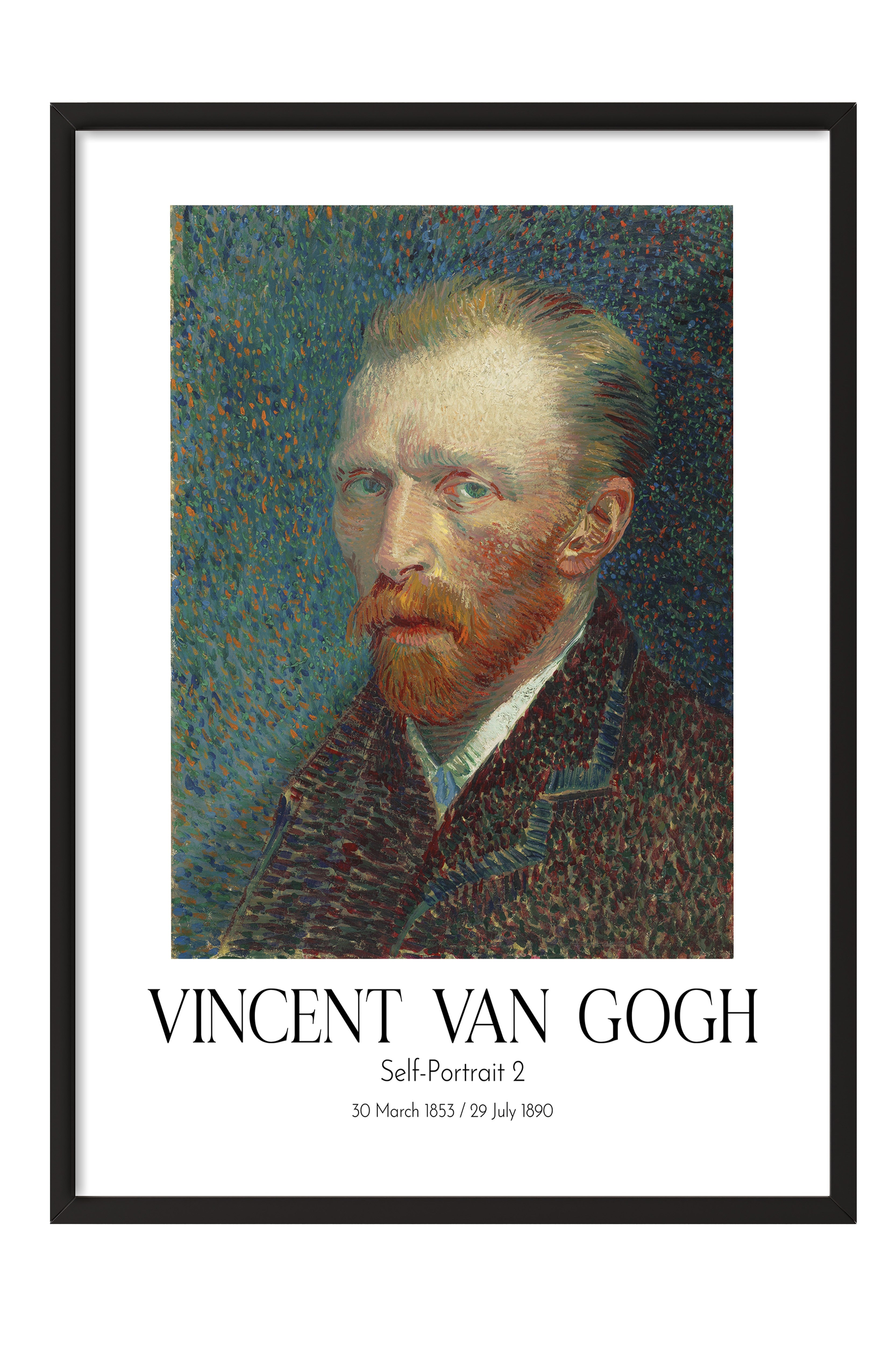 Vincent Van Gogh - Self-Portrait 2, Siyah Çerçeveli Tablo, Sanat Serisi NO:110613
