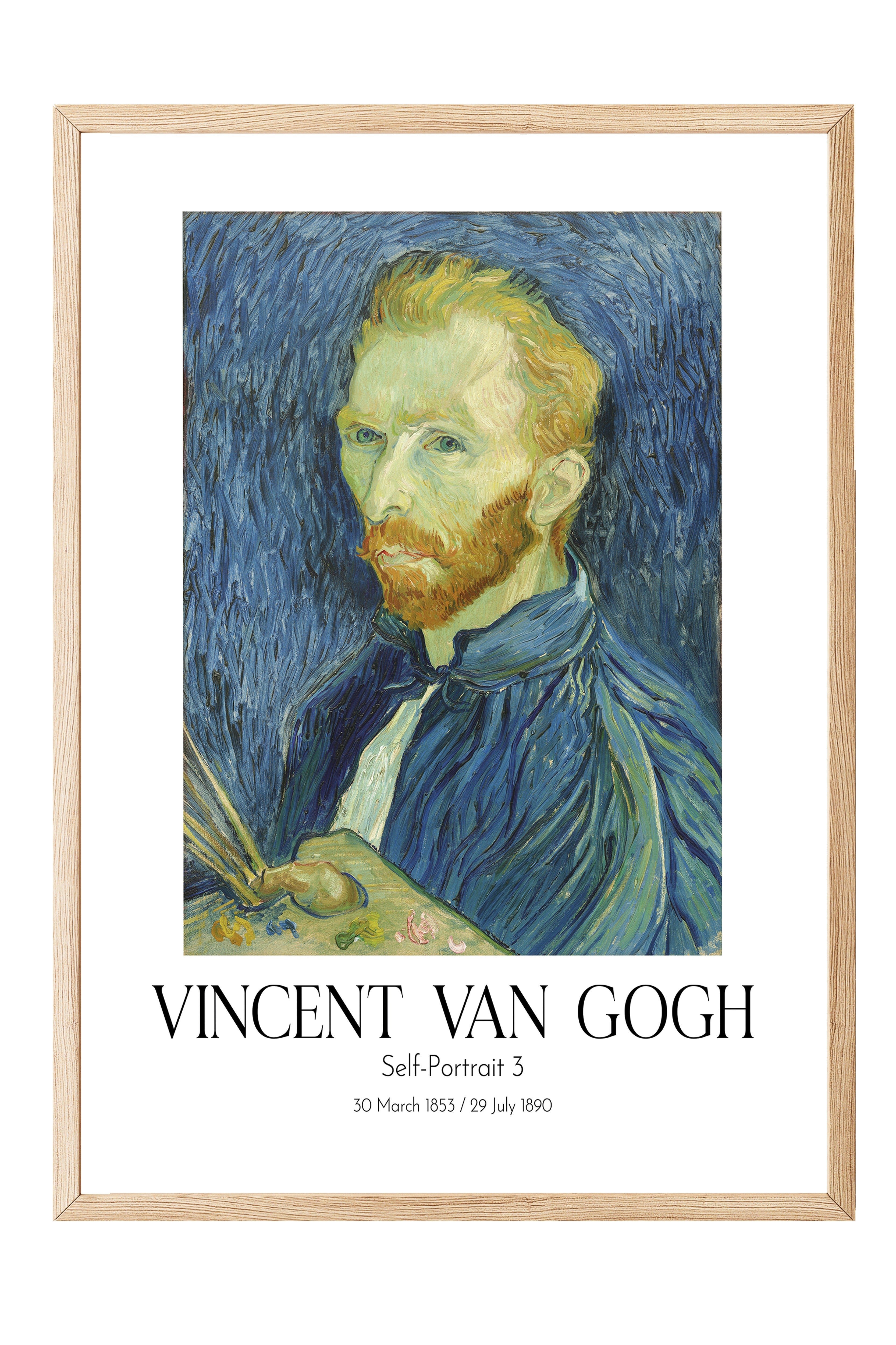 Vincent Van Gogh - Self-Portrait 3, Ahşap Çerçeveli Tablo, Sanat Serisi NO:110615