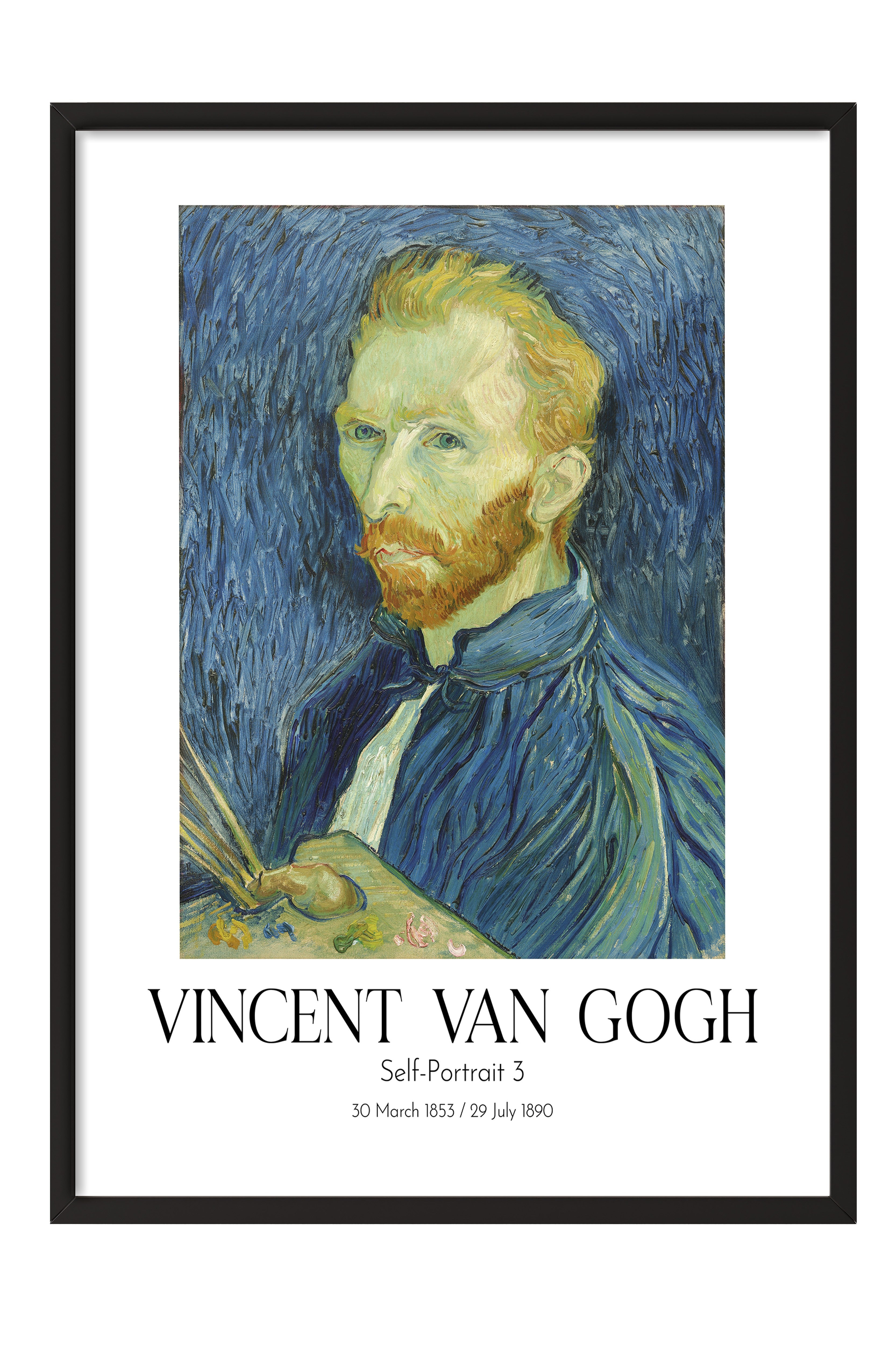 Vincent Van Gogh - Self-Portrait 3, Siyah Çerçeveli Tablo, Sanat Serisi NO:110615