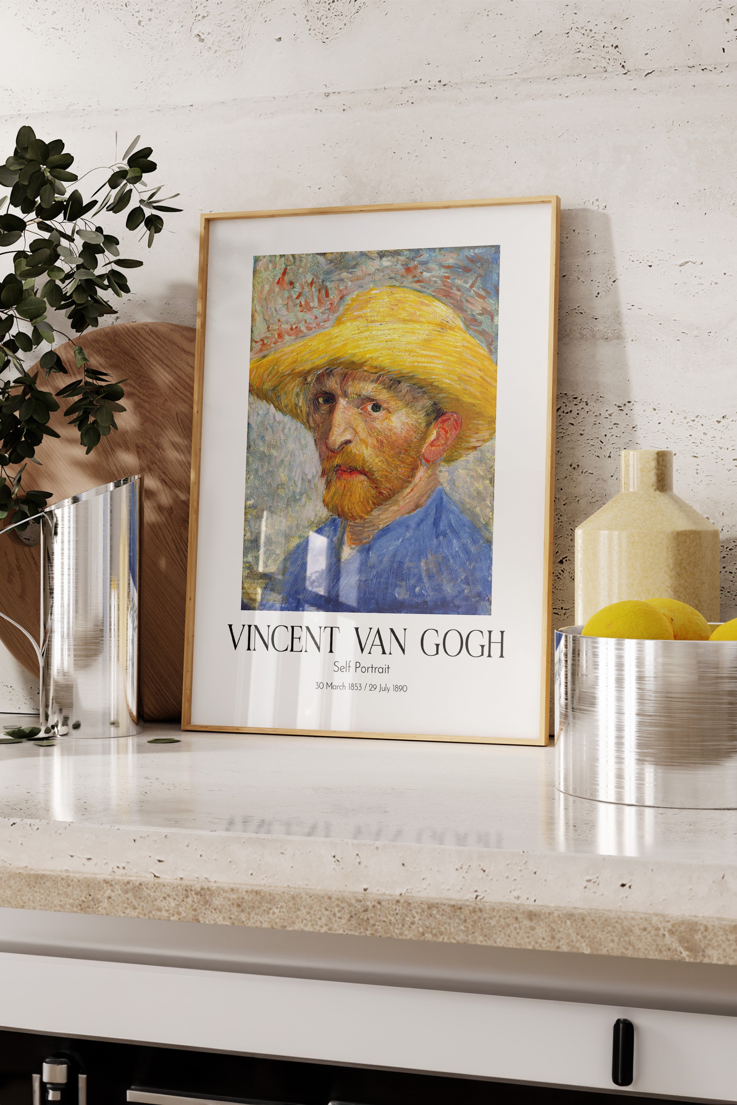 Vincent Van Gogh - Self Portrait, Ahşap Çerçeveli Tablo, Sanat Serisi NO:110612