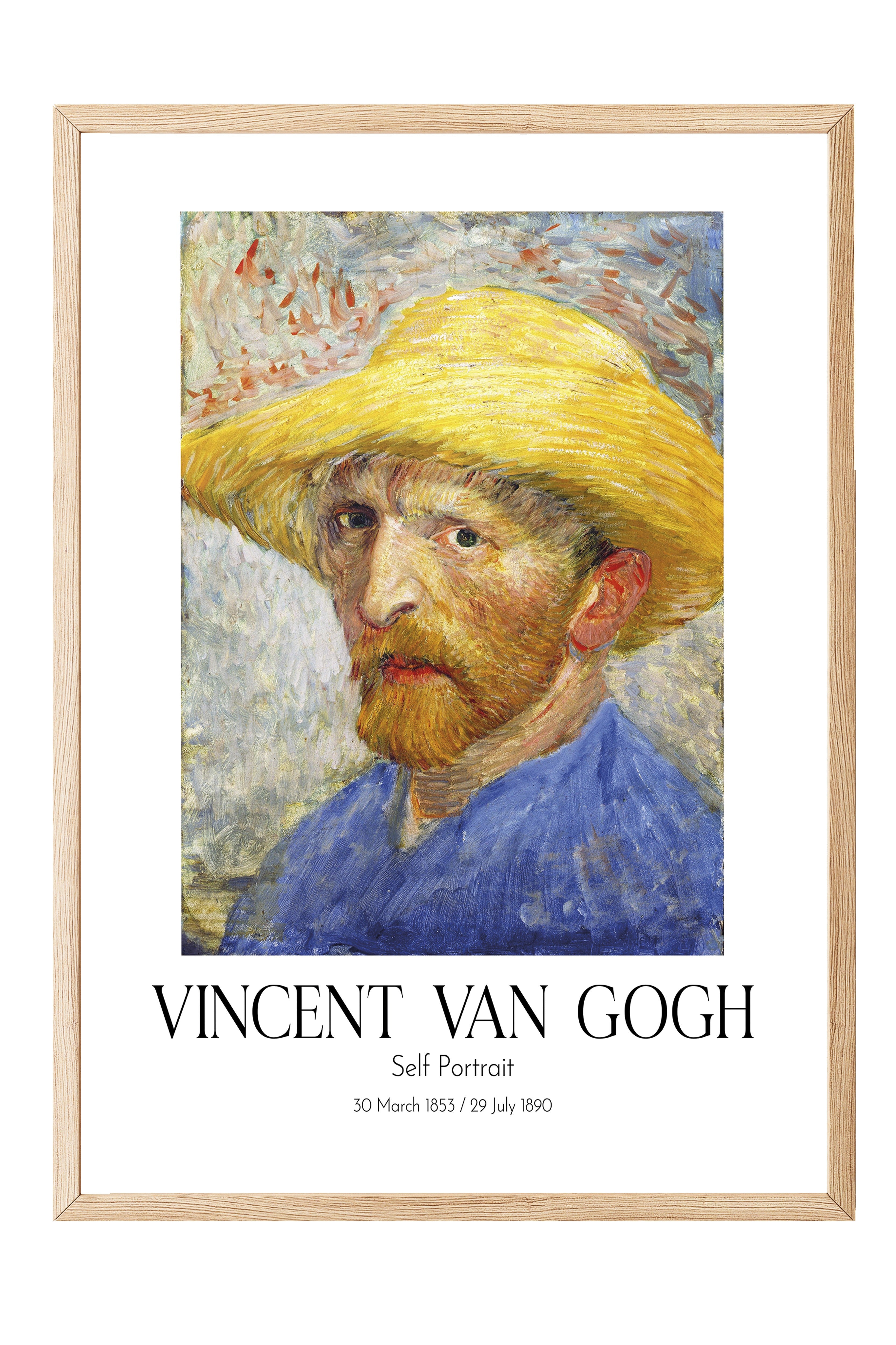 Vincent Van Gogh - Self Portrait, Ahşap Çerçeveli Tablo, Sanat Serisi NO:110612