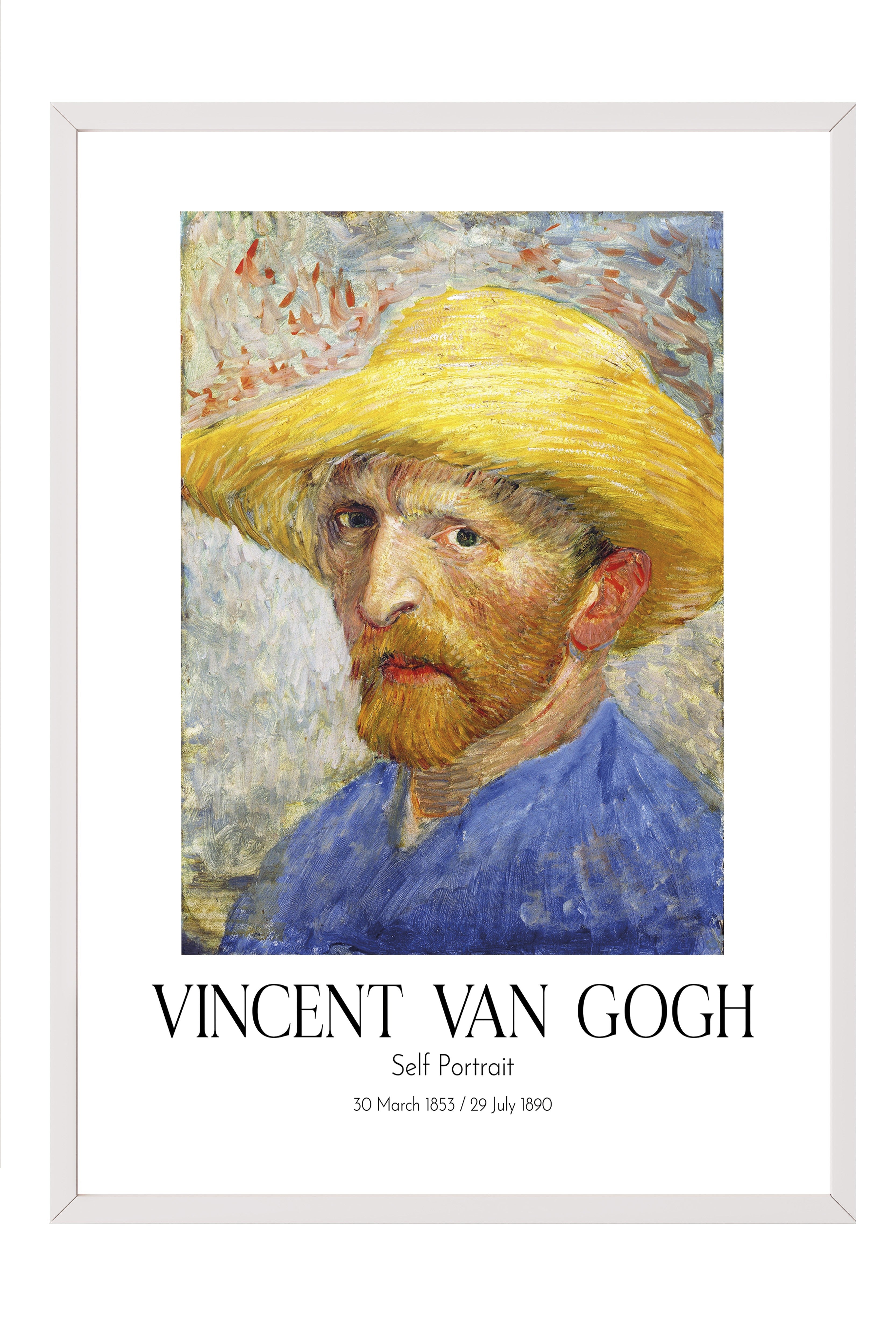 Vincent Van Gogh - Self Portrait, Beyaz Çerçeveli Tablo, Sanat Serisi NO:110612
