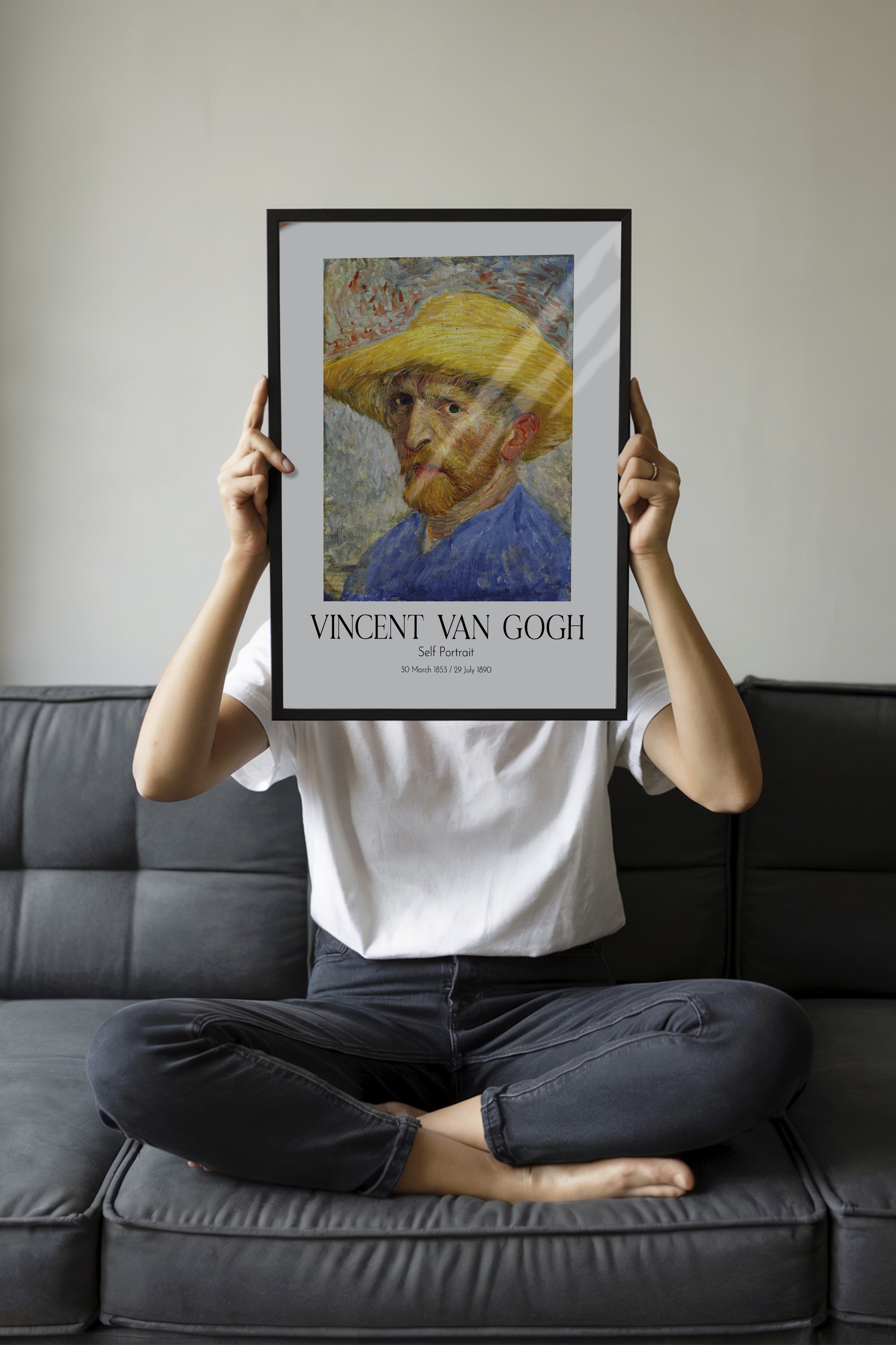 Vincent Van Gogh - Self Portrait, Siyah Çerçeveli Tablo, Sanat Serisi NO:110612