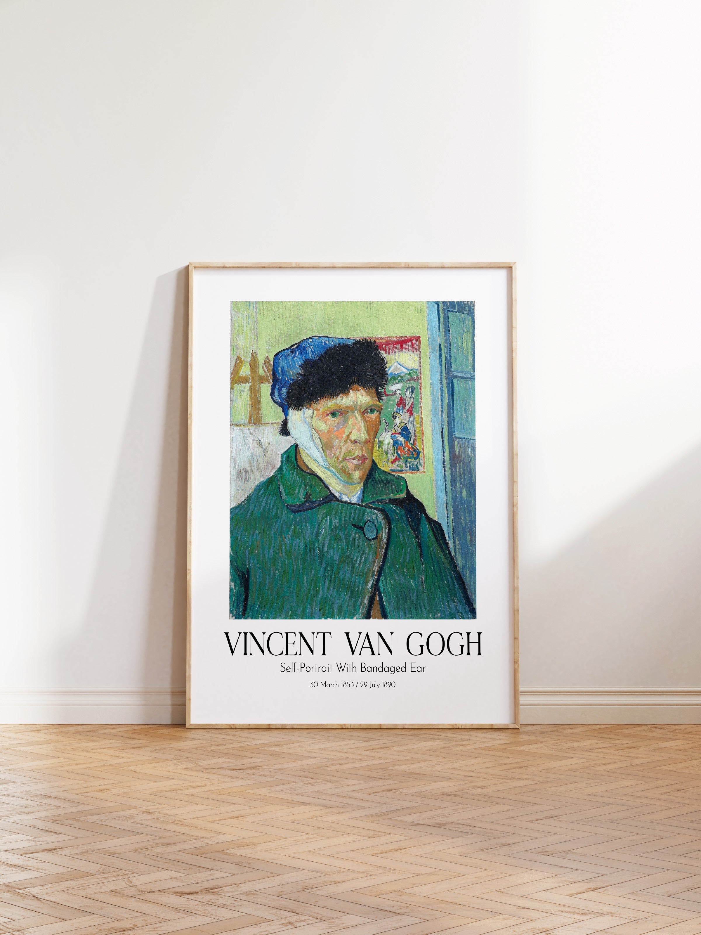 Vincent Van Gogh - Self-Portrait With Bandaged Ear, Ahşap Çerçeveli Tablo, Sanat Serisi NO:110608